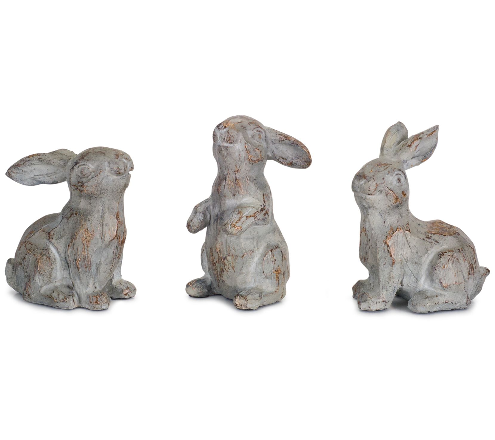 Melrose Washed Stone Garden Rabbit Figurine (Set of 6)