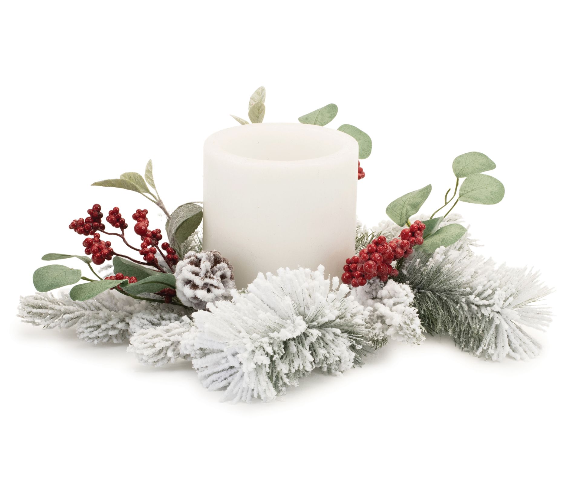 Melrose Flocked Pine Eucalyptus Candle Ring 16