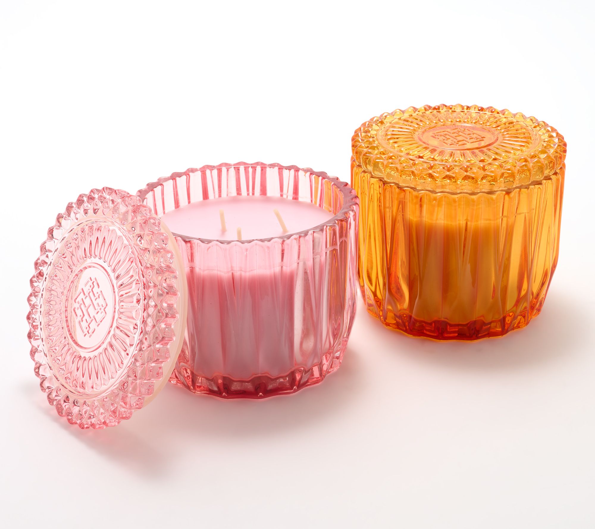 HomeWorx by Slatkin + Co. S/2 14oz Tutti Frutti Faceted Glass Candles