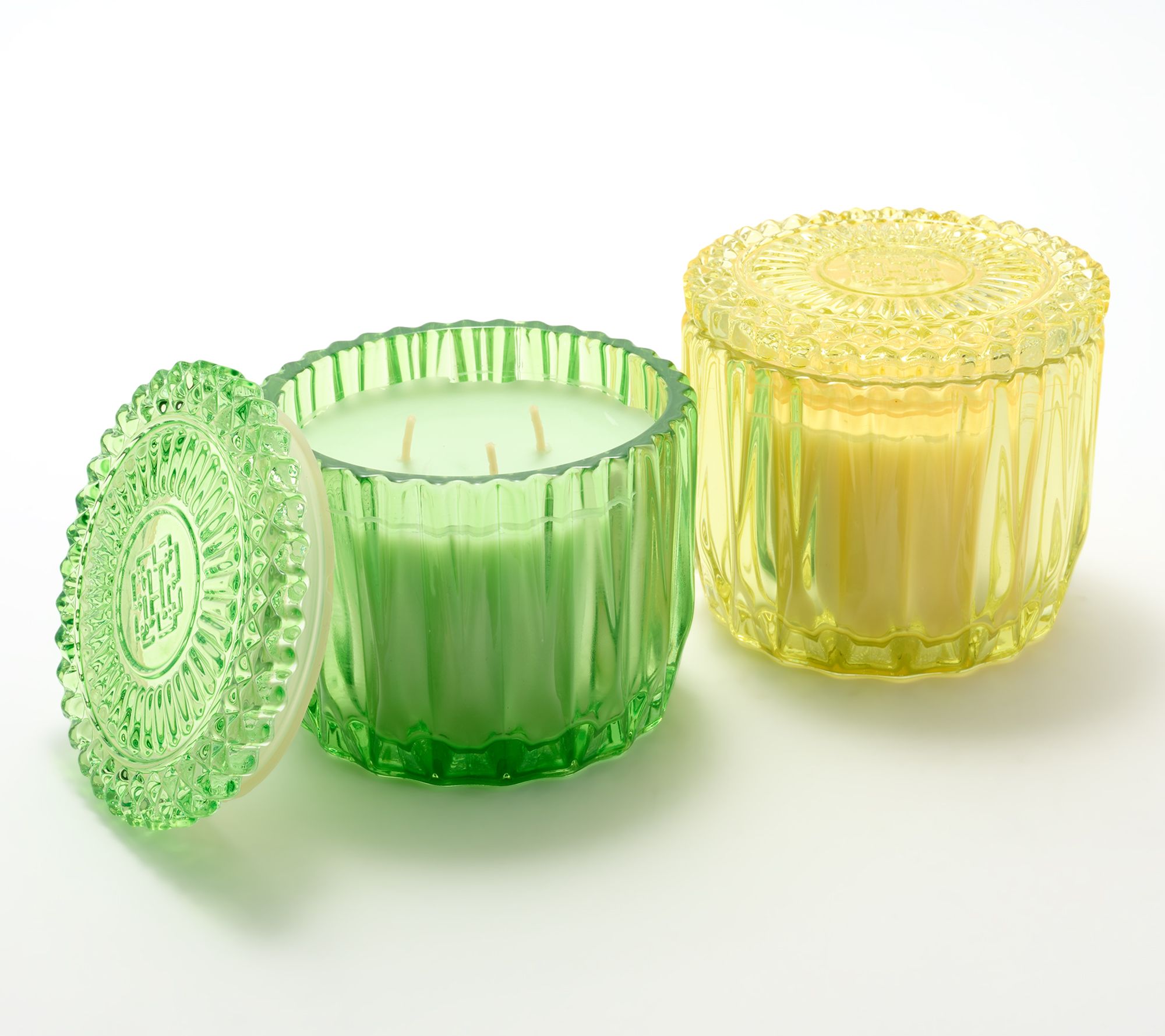 HomeWorx by Slatkin + Co. S/2 14oz Tutti Frutti Faceted Glass Candles