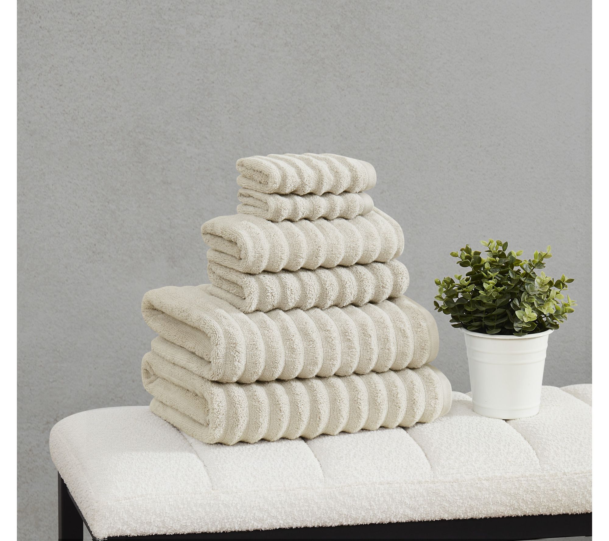 Borghese Ribbed Zero Twist 6 Piece Towel Set