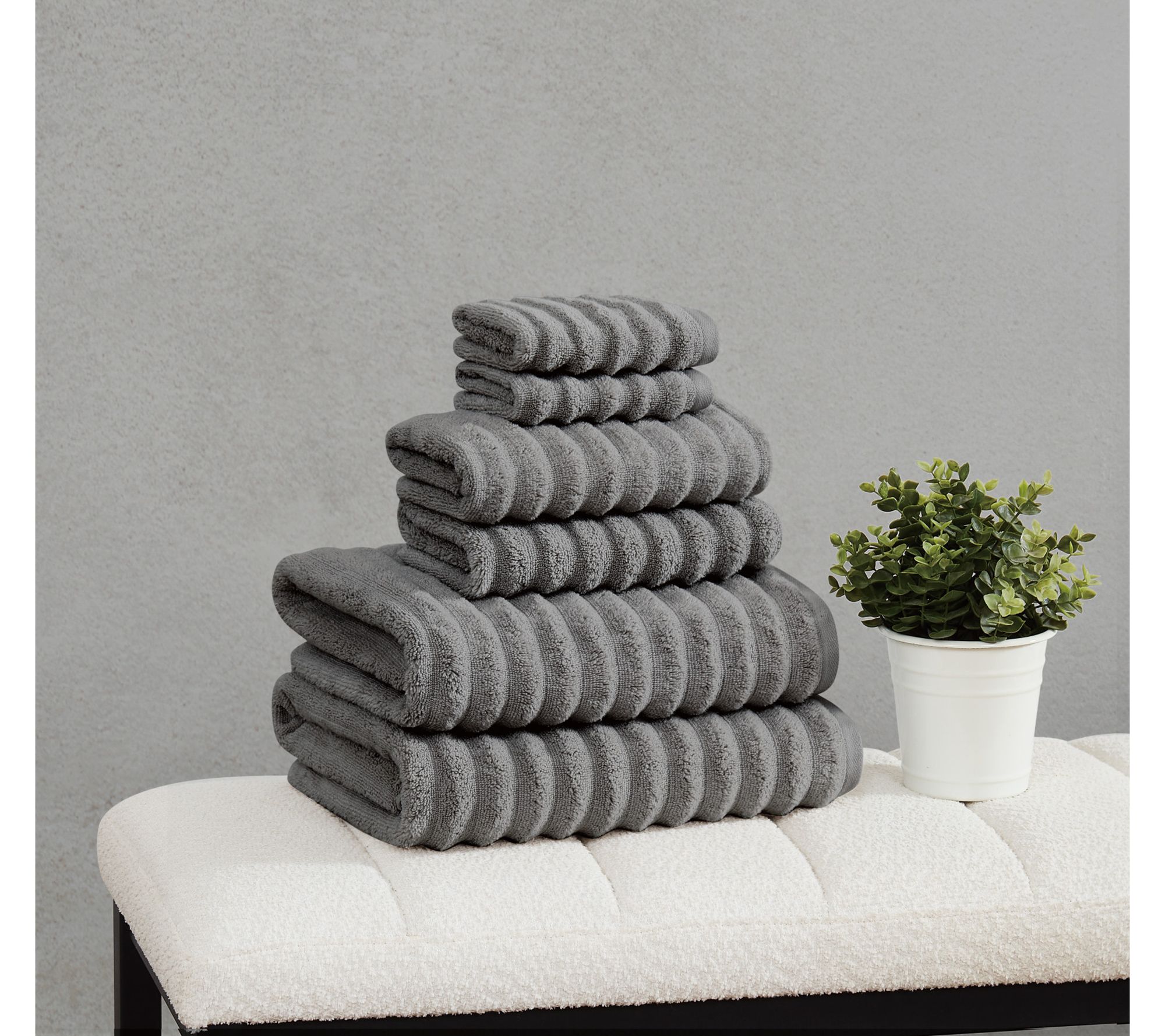Borghese Ribbed Zero Twist 6 Piece Towel Set