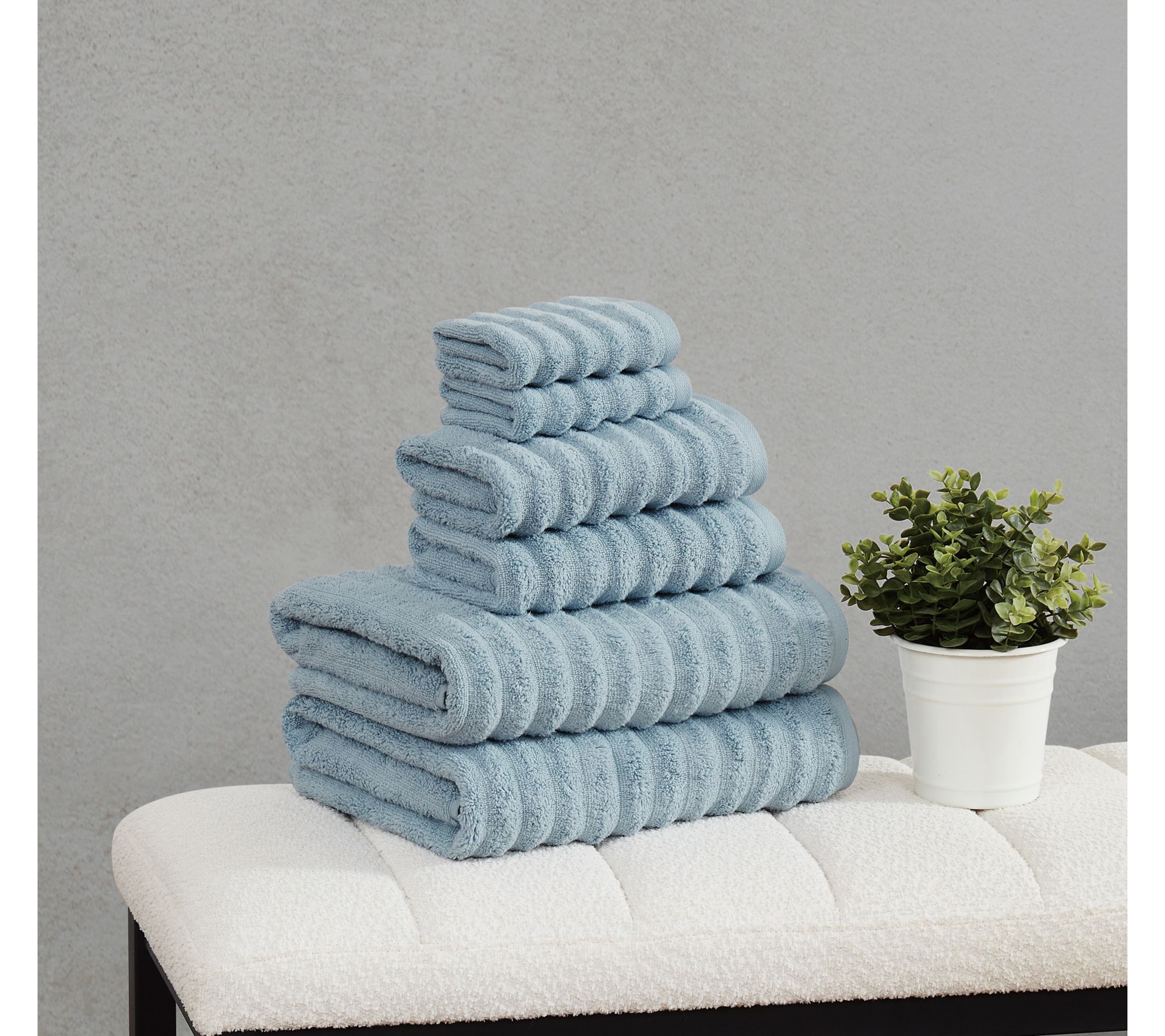 Borghese Ribbed Zero Twist 6 Piece Towel Set