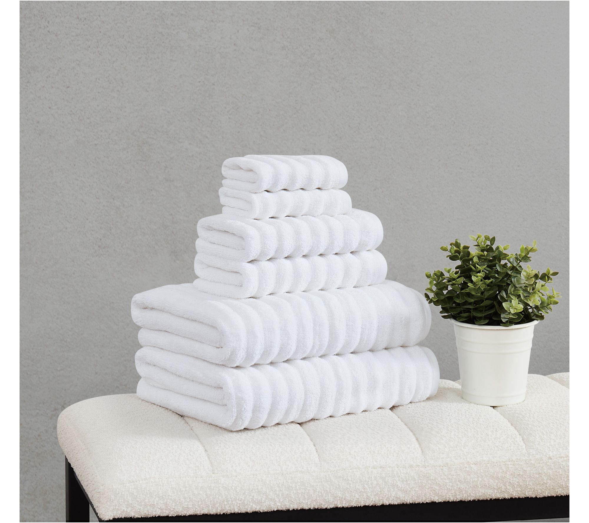 Borghese Ribbed Zero Twist 6 Piece Towel Set