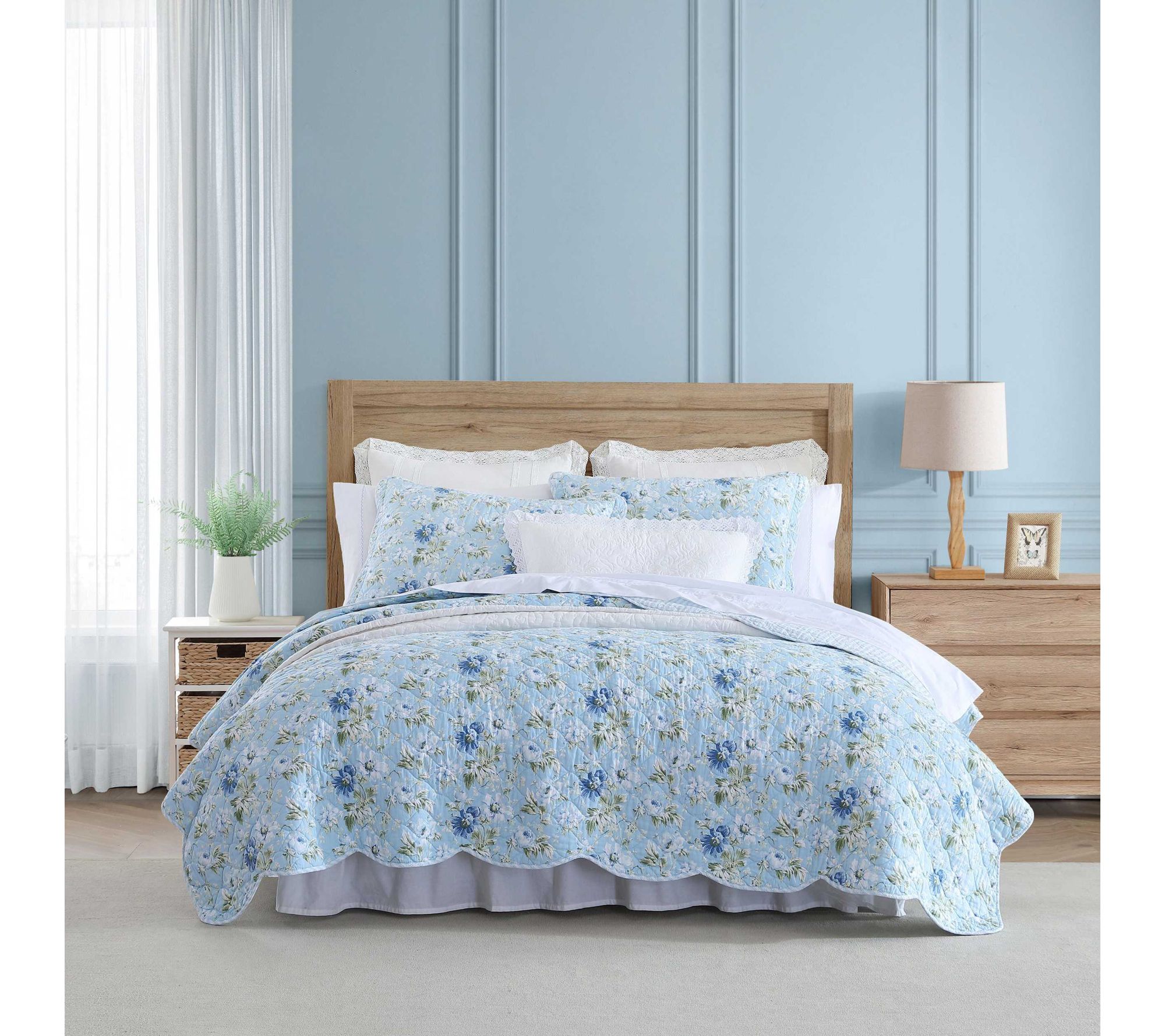 Laura Ashley Peony Garden Blue Full/Queen QuiltSham Set