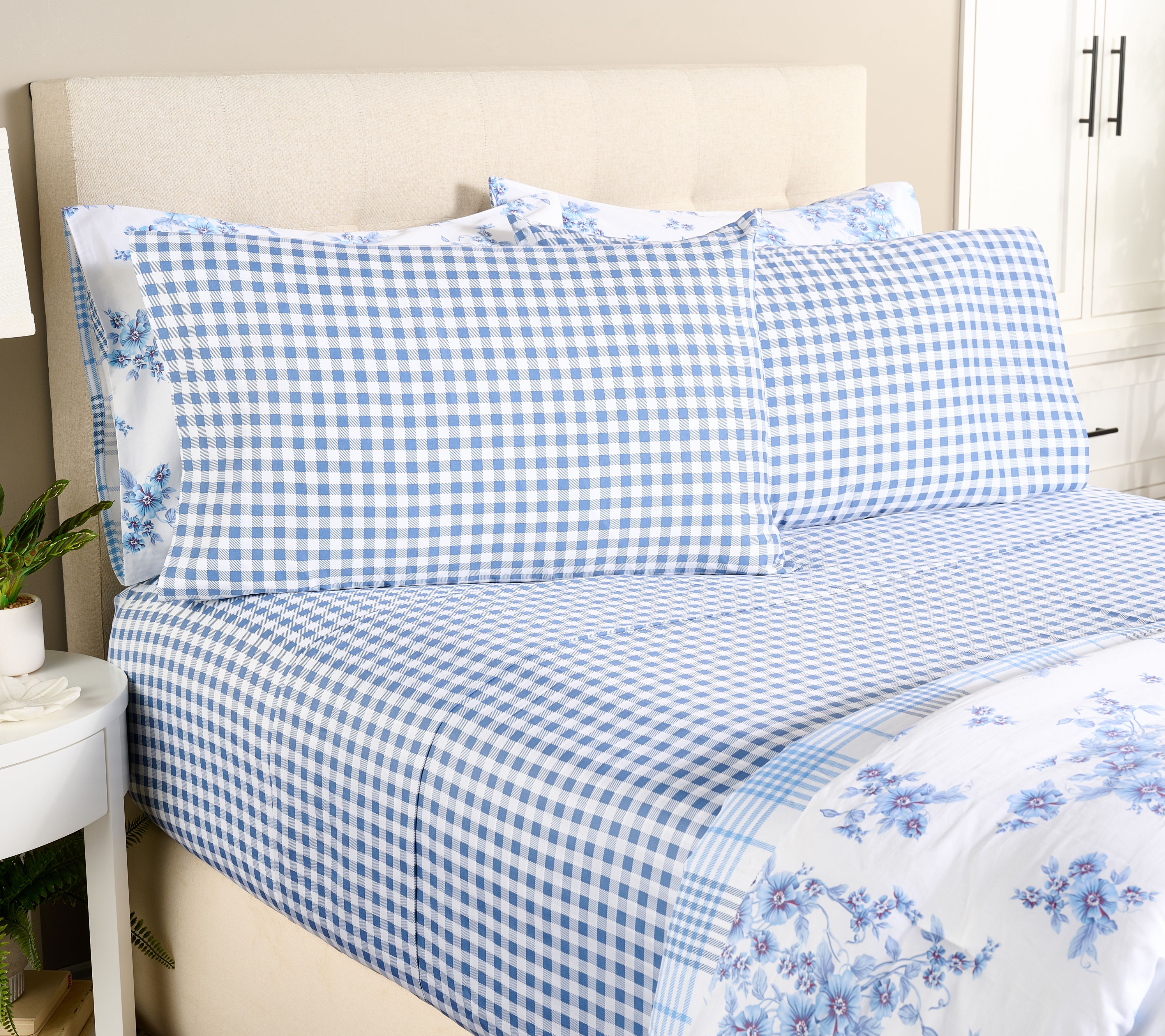 Martha Stewart 300TC Cotton Printed Sheet Set Cali King