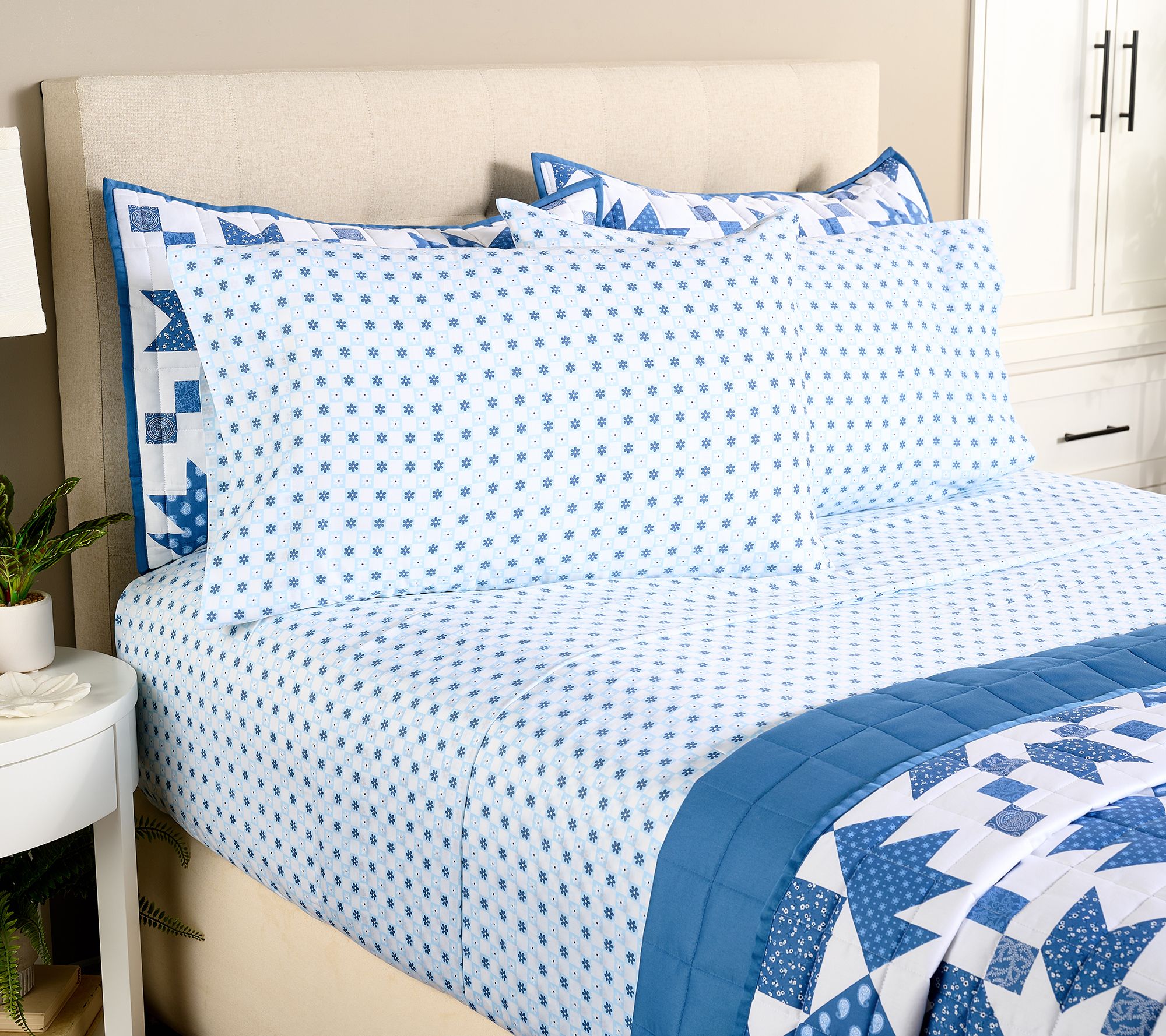 Martha Stewart 300TC Cotton Printed Sheet Set Cali King