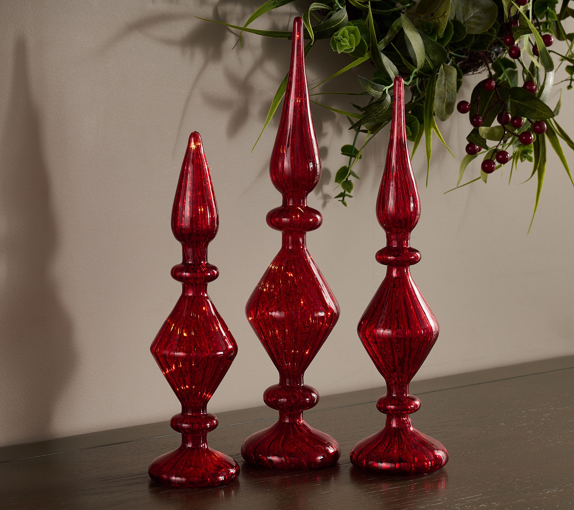 Set of 3 Illuminated Glass Finials by Valerie