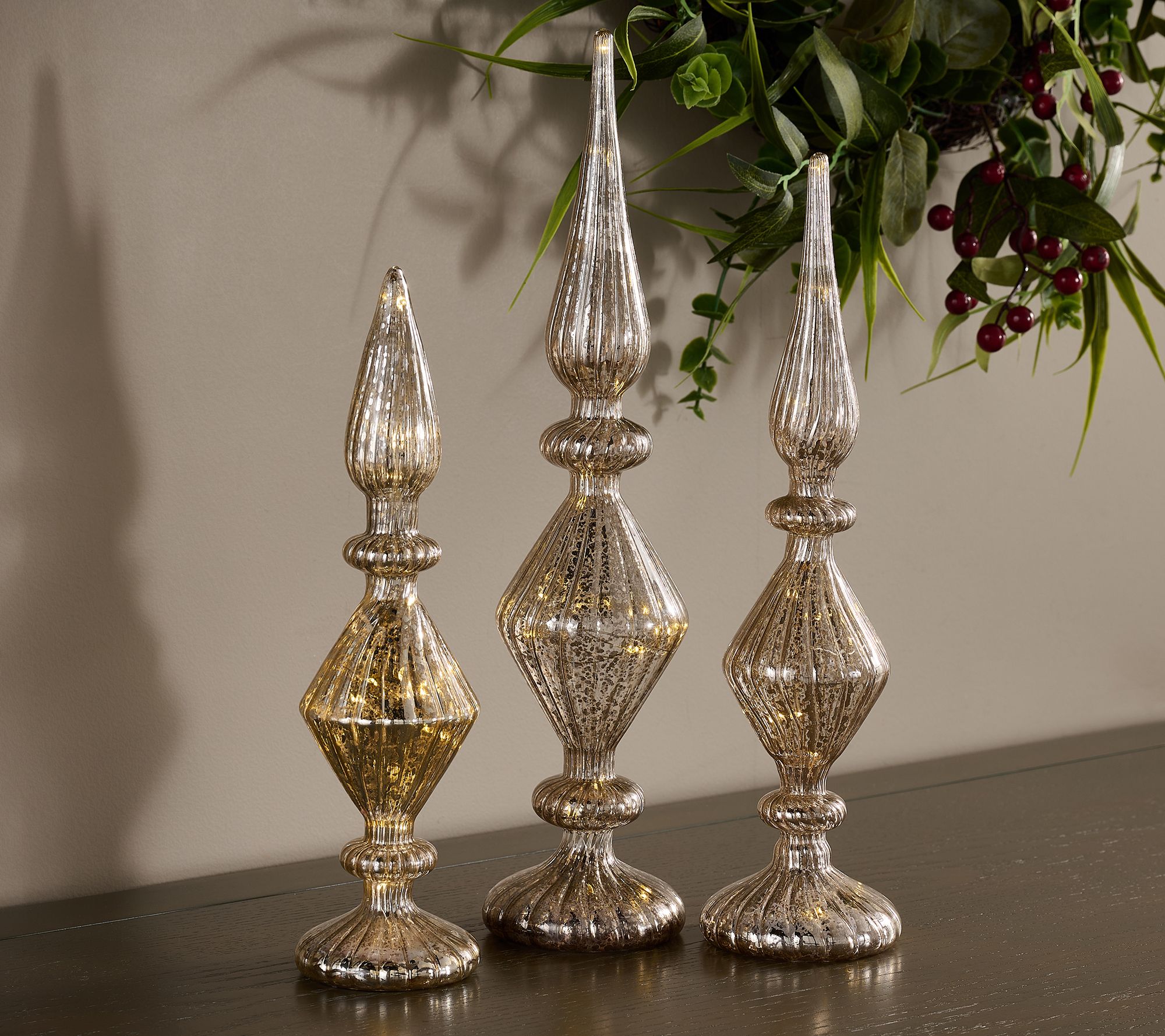 Set of 3 Illuminated Glass Finials by Valerie