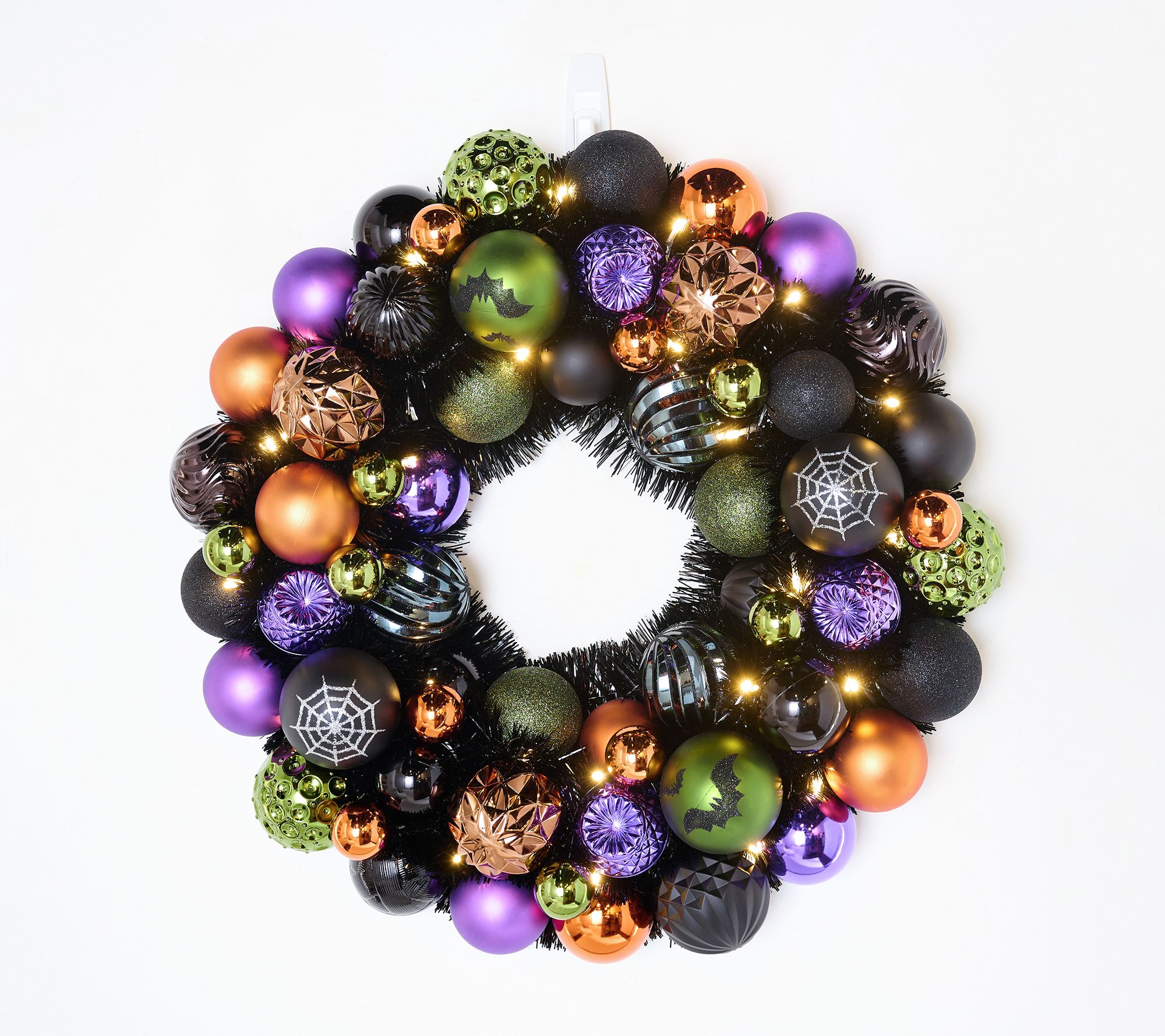 Hay & Harvest 22" Lit Shatterproof Ornament Wreath