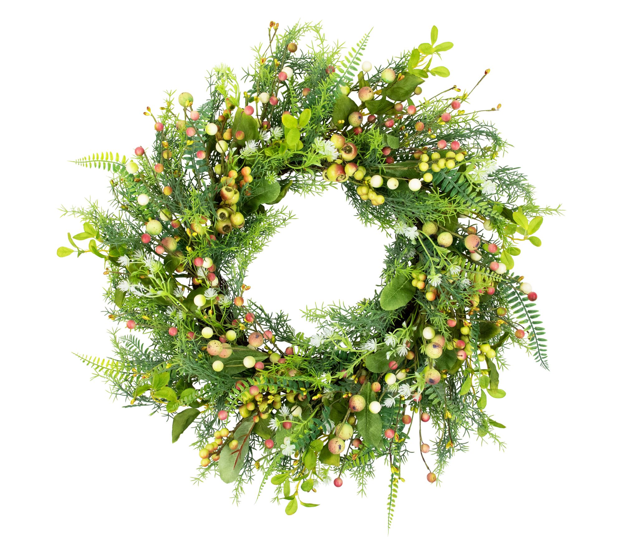 Northlight Berry and Crabapple Fern Foliage Spring Wreath
