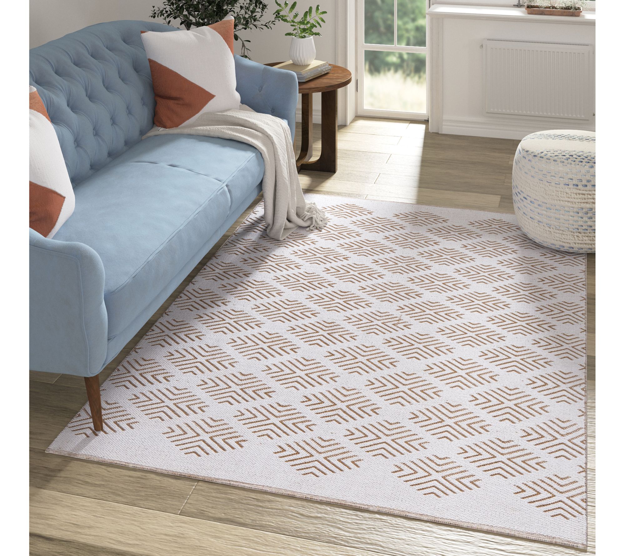 Ox Bay Diamond Flatweave Cotton Blend Indoor Rug, 2' x 8'