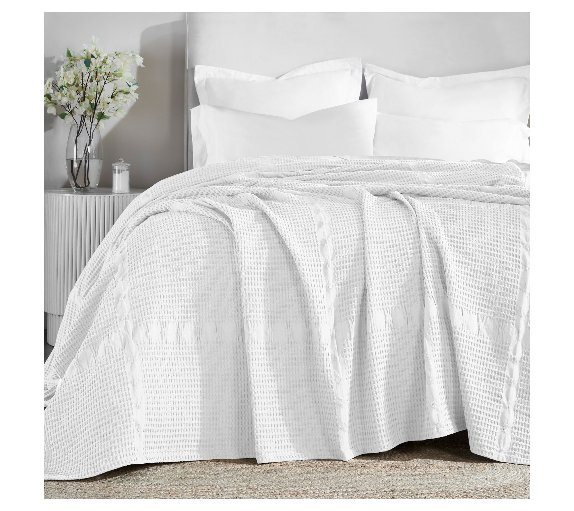 Superior Mai Geometric Waffle Cotton Blanket, Throw