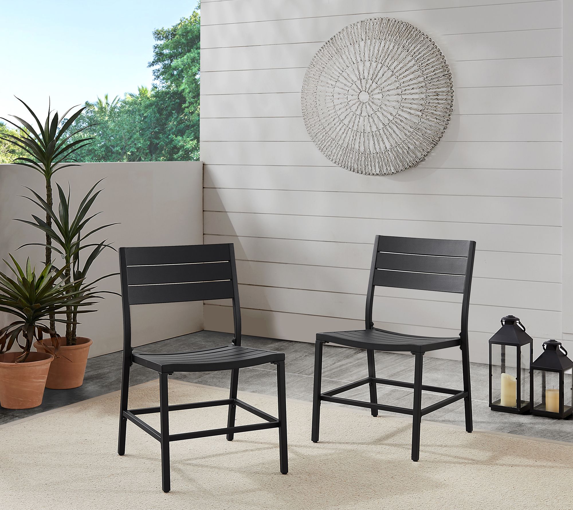 Linon Home Holland Aluminum Outdoor Dining Chair Black Set of