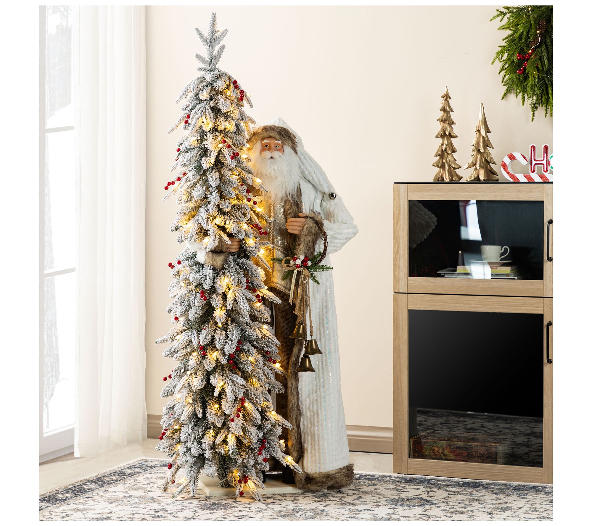 Glitzhome Christmas Santa w/ Lighted ArtificialChristmas Tree