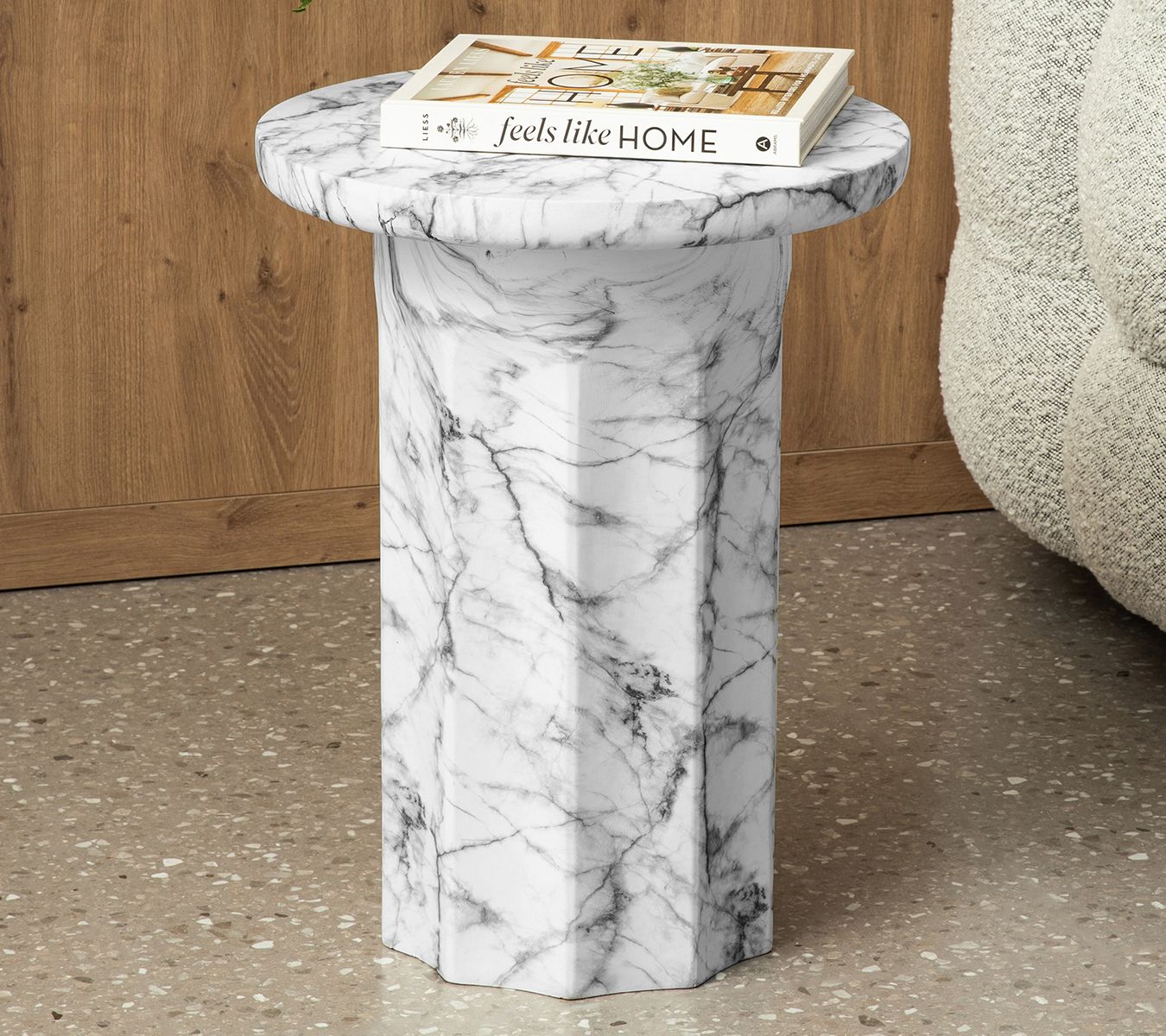 Glitzhome Modern MGO Faux Marble Side Table / End Table