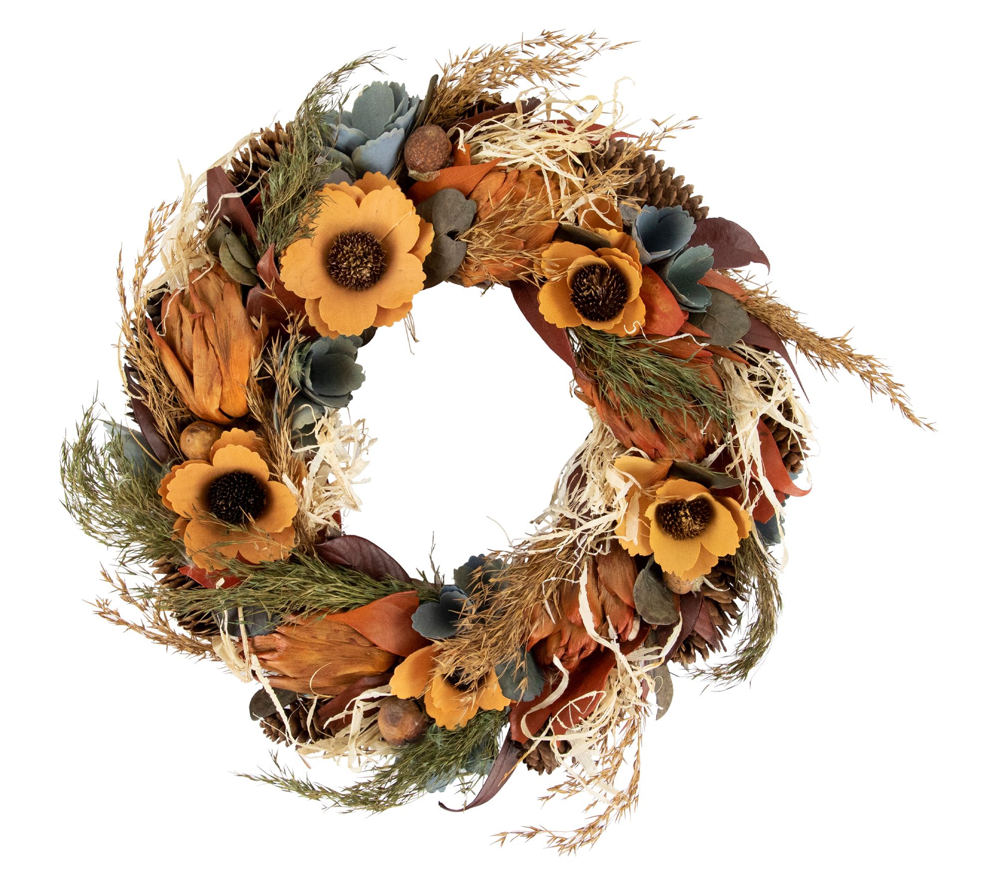 Northlight Sunflower & Straw Fall Harvest Wreath 12" Unlit