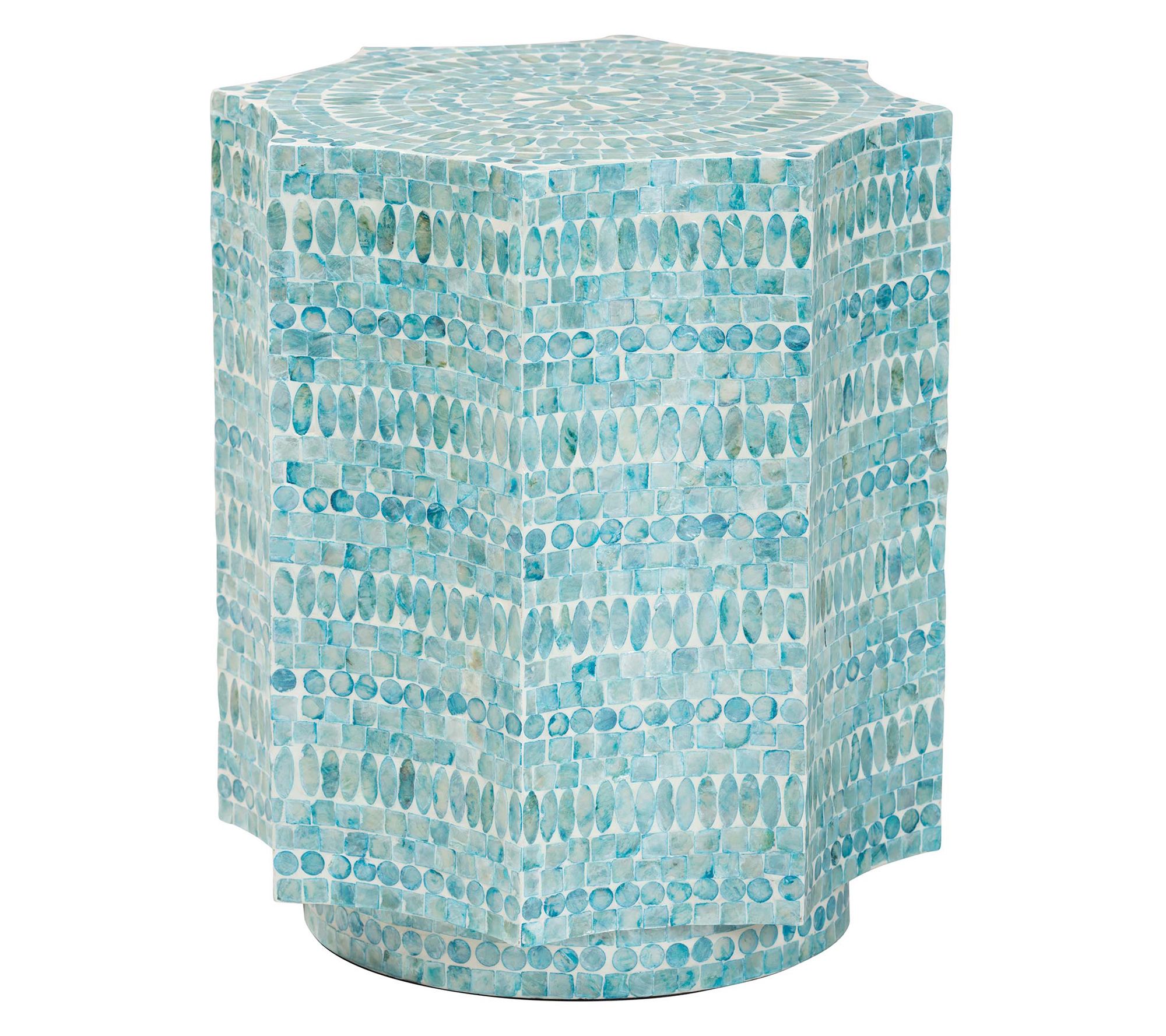 Baxton Studio Olesia Mosaic Teal Mother of Pearl End Table