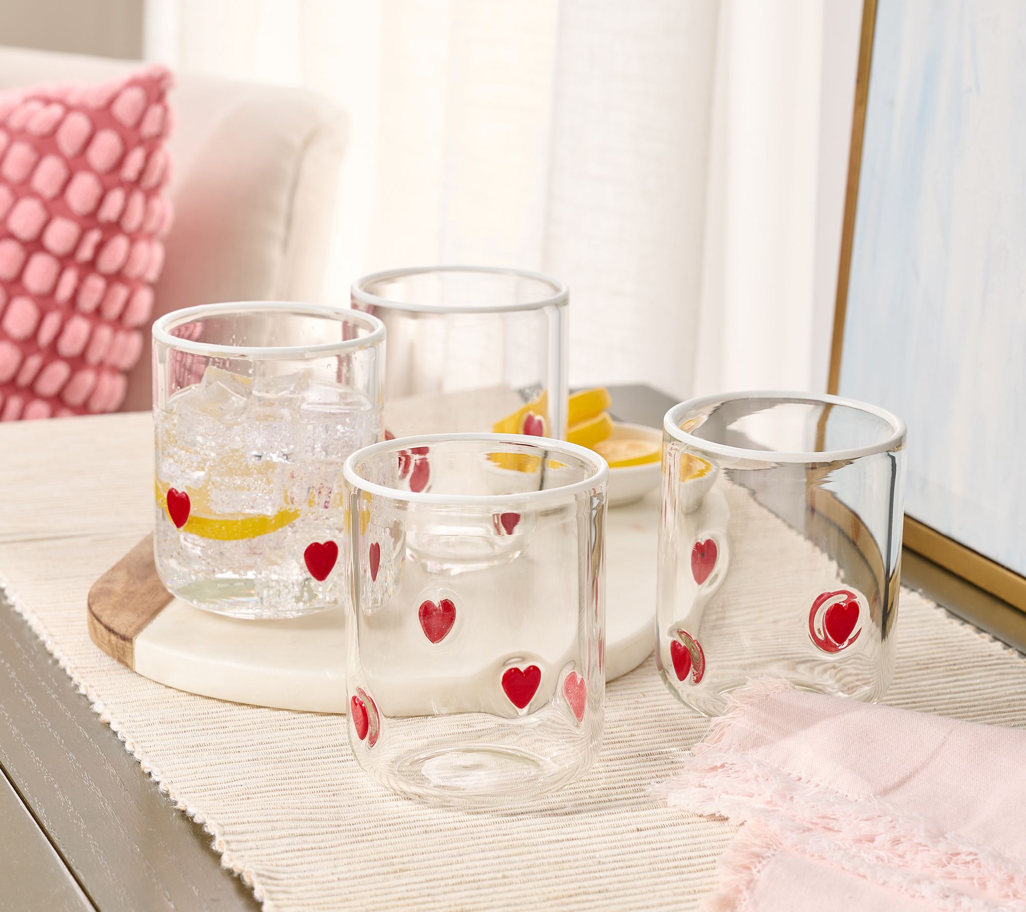 Home Reflections Set of 4 Heart Icon Glasses