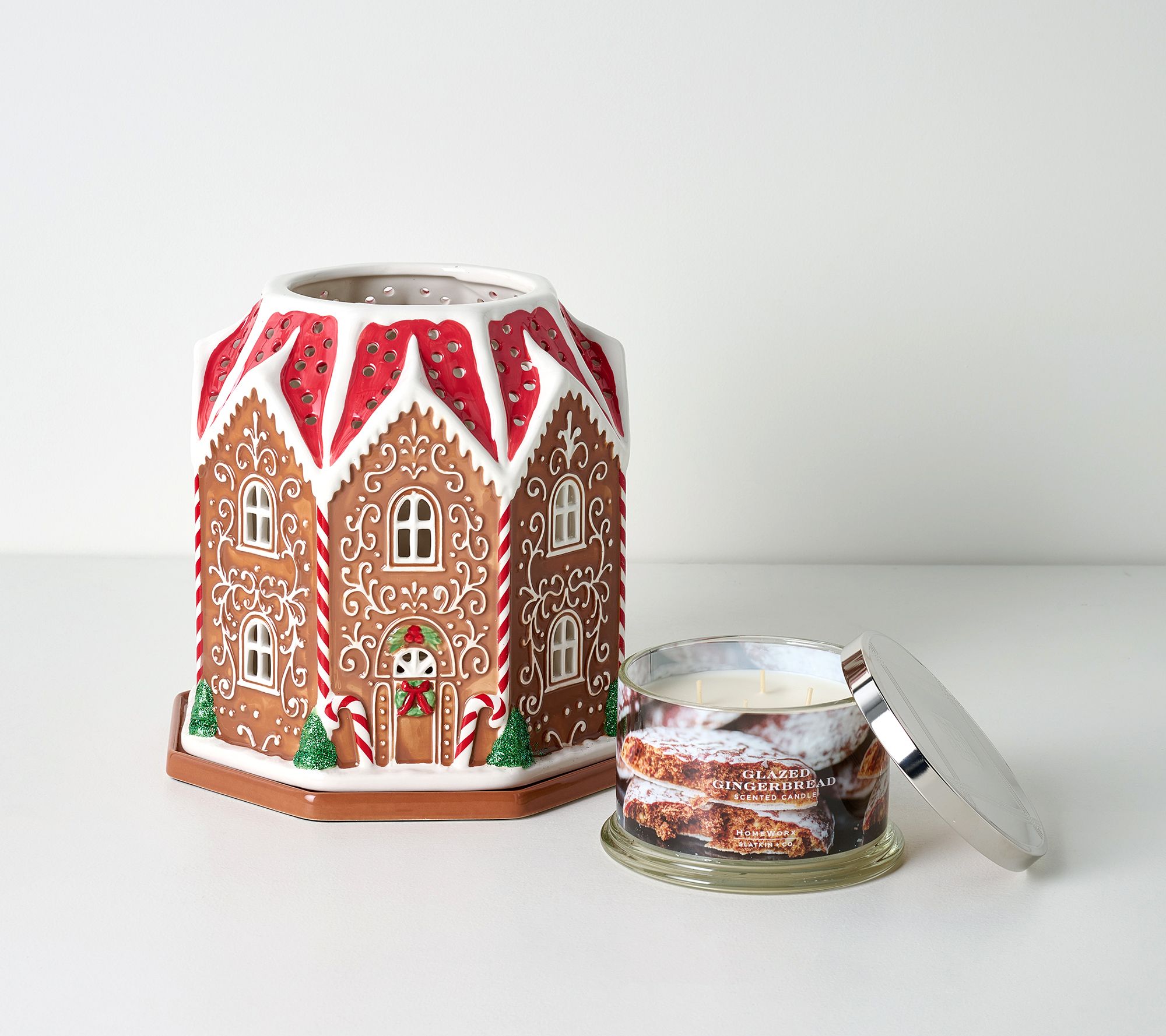 HomeWorx by Slatkin + Co. Sugar & Spice Manor Luminary w-18oz Candle