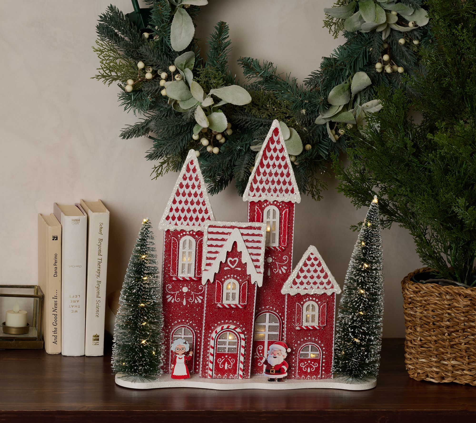 Illuminated Slim Profile Village with Trees by Valerie