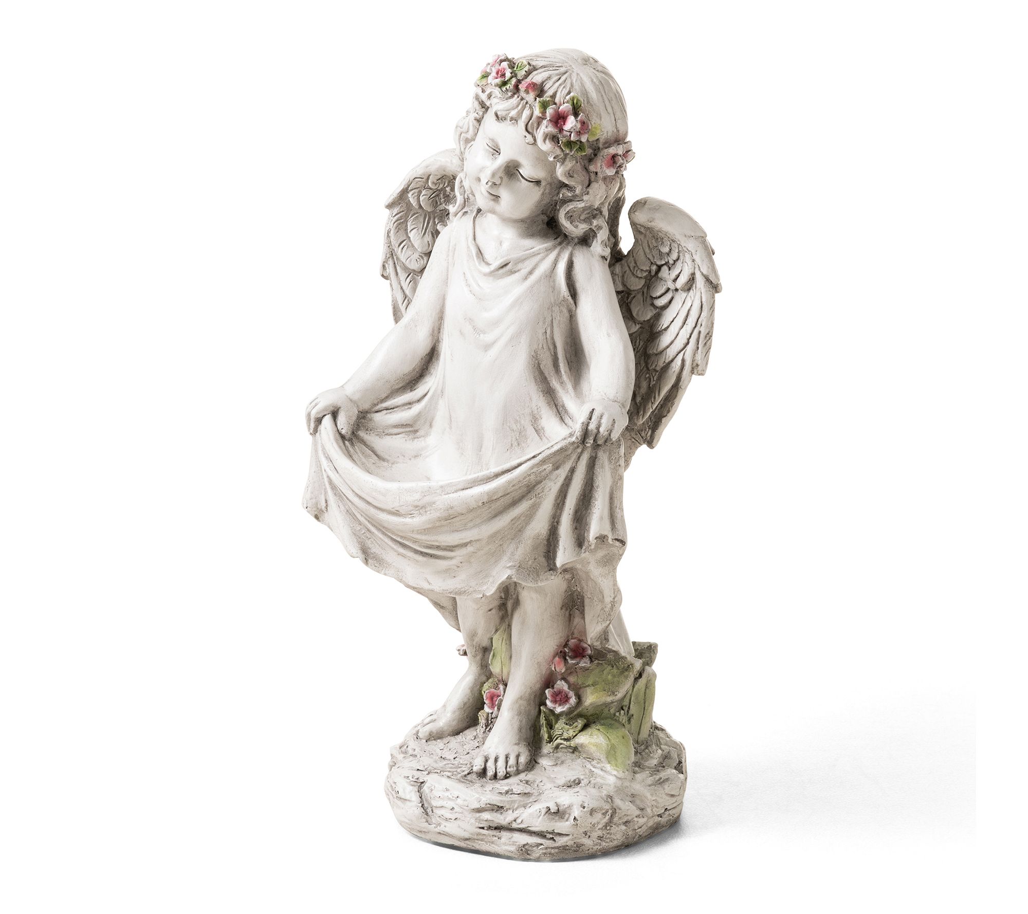 Glitzhome 21"H MGO Angel Garden Statue with Birdfeeder