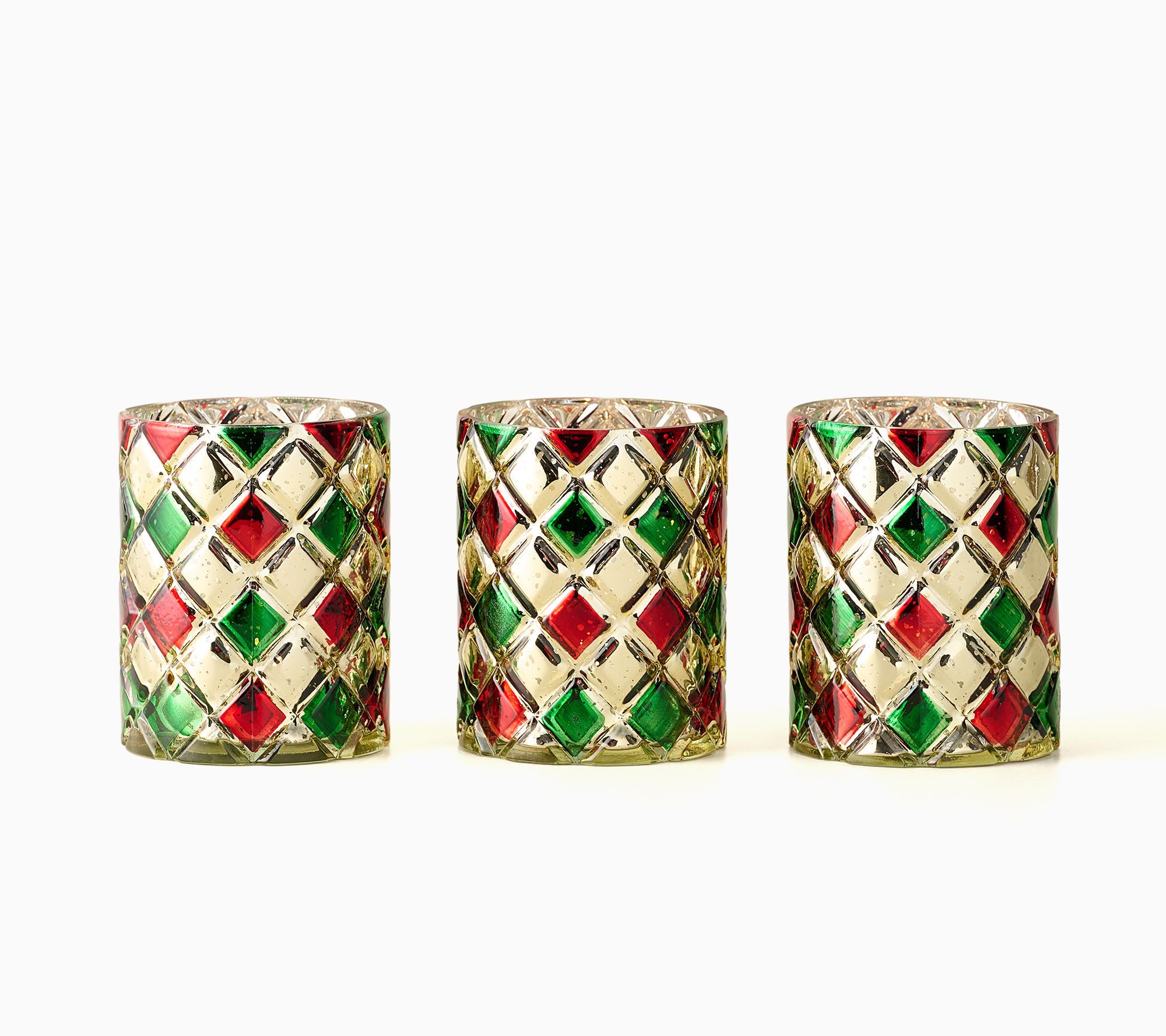  Set of 3 Illuminated Harlequin  Mini Hurricanes by Valerie