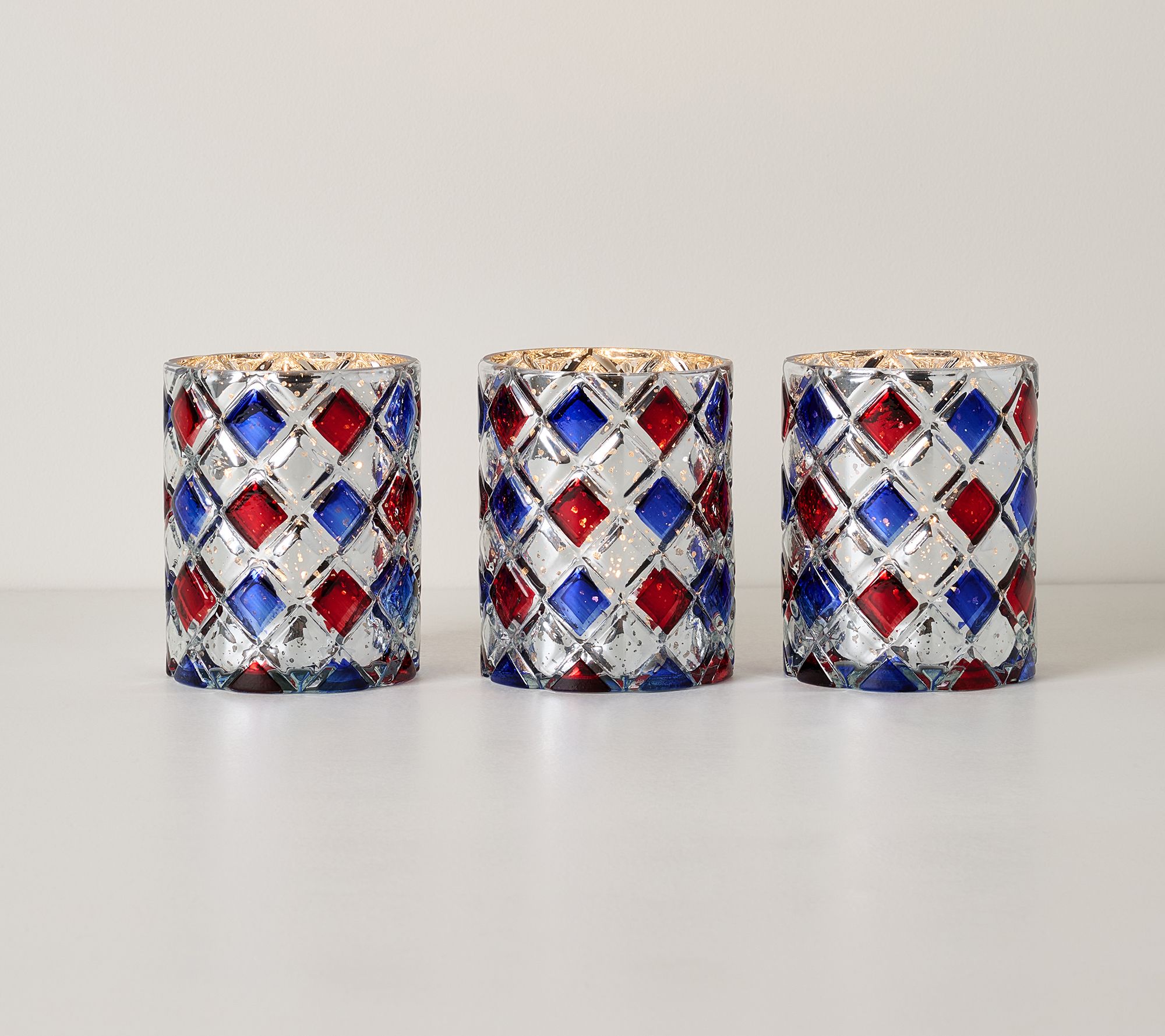 Set of 3 Illuminated Harlequin  Mini Hurricanes by Valerie