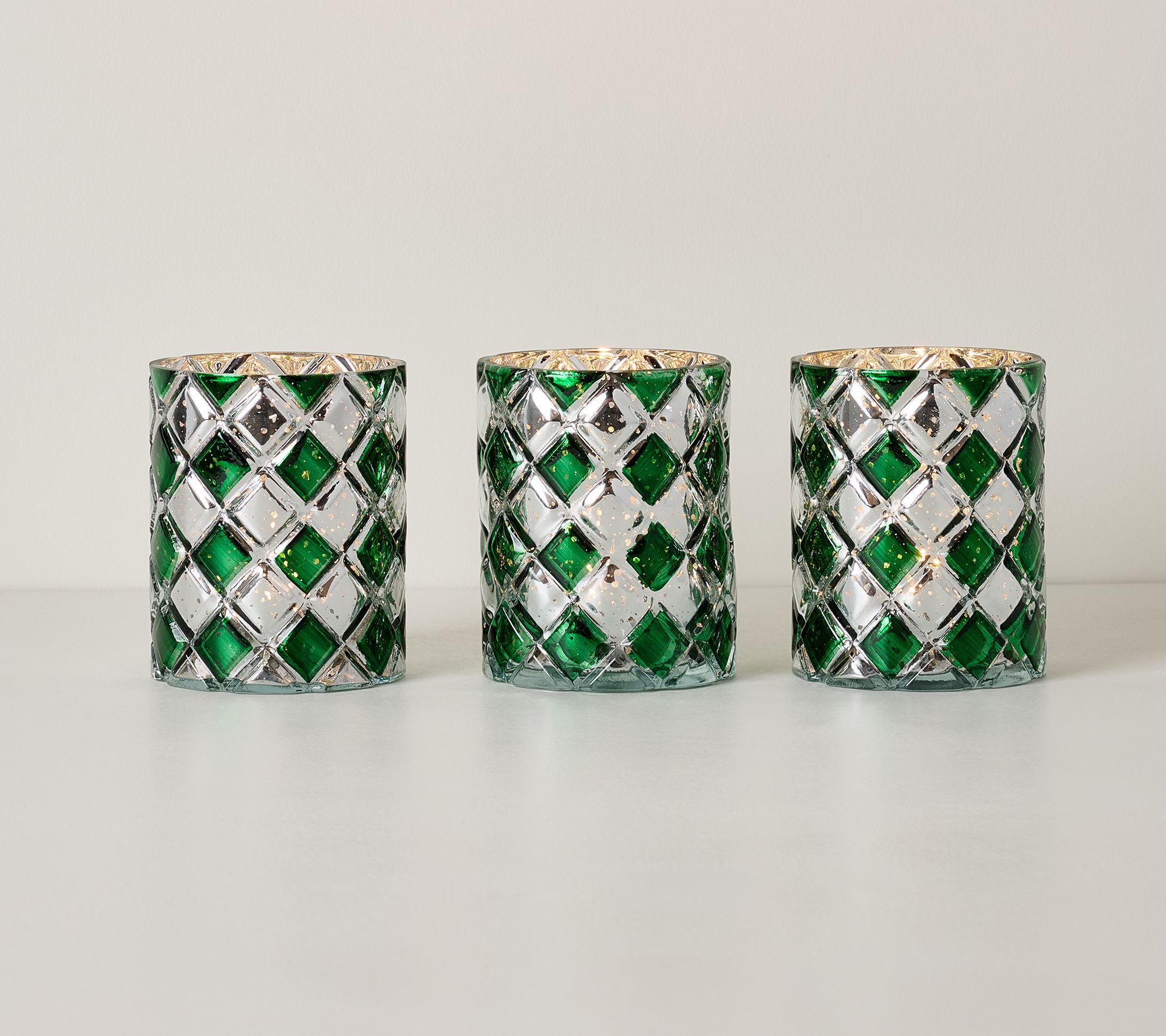 Set of 3 Illuminated Harlequin  Mini Hurricanes by Valerie
