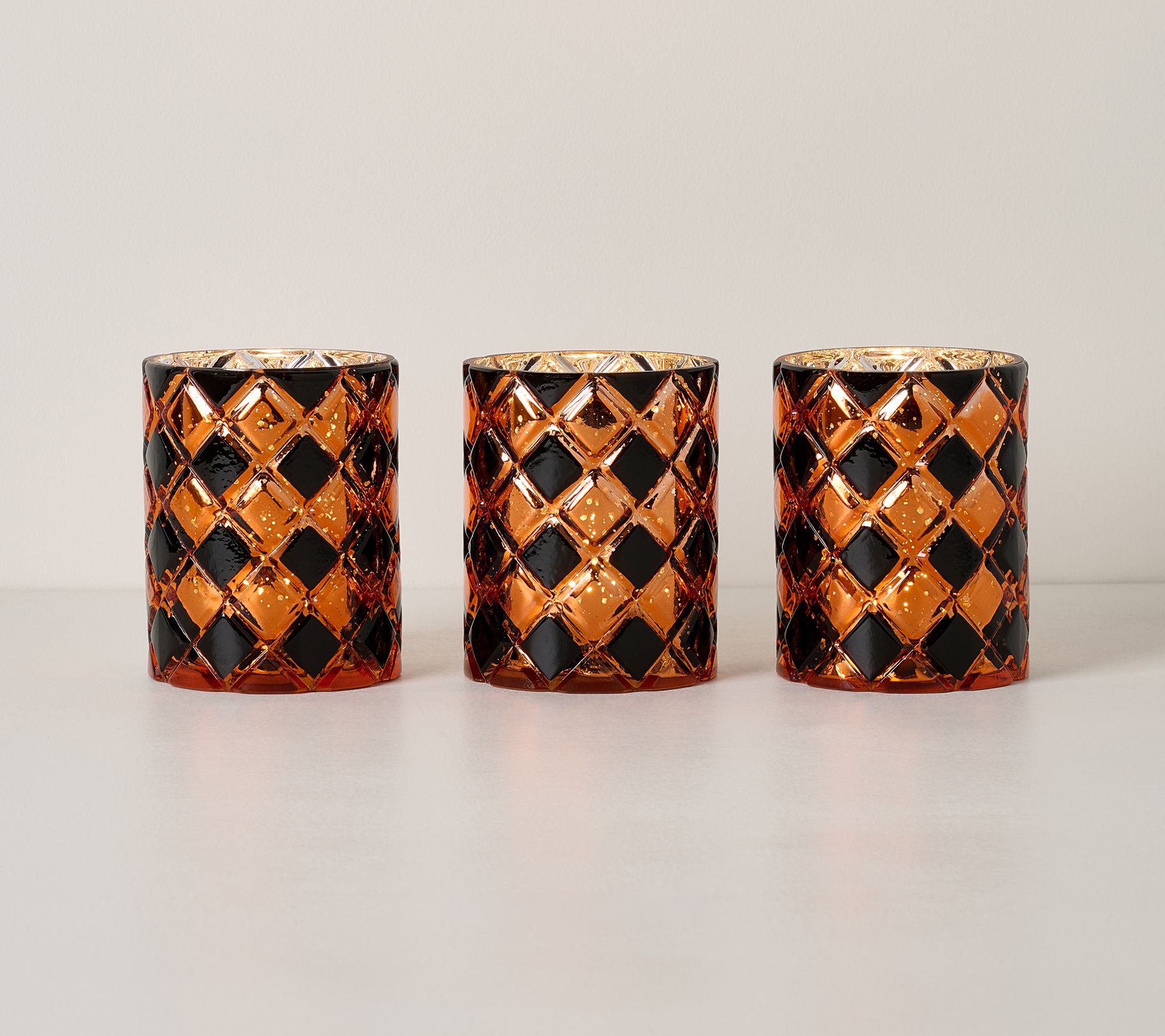 Set of 3 Illuminated Harlequin  Mini Hurricanes by Valerie