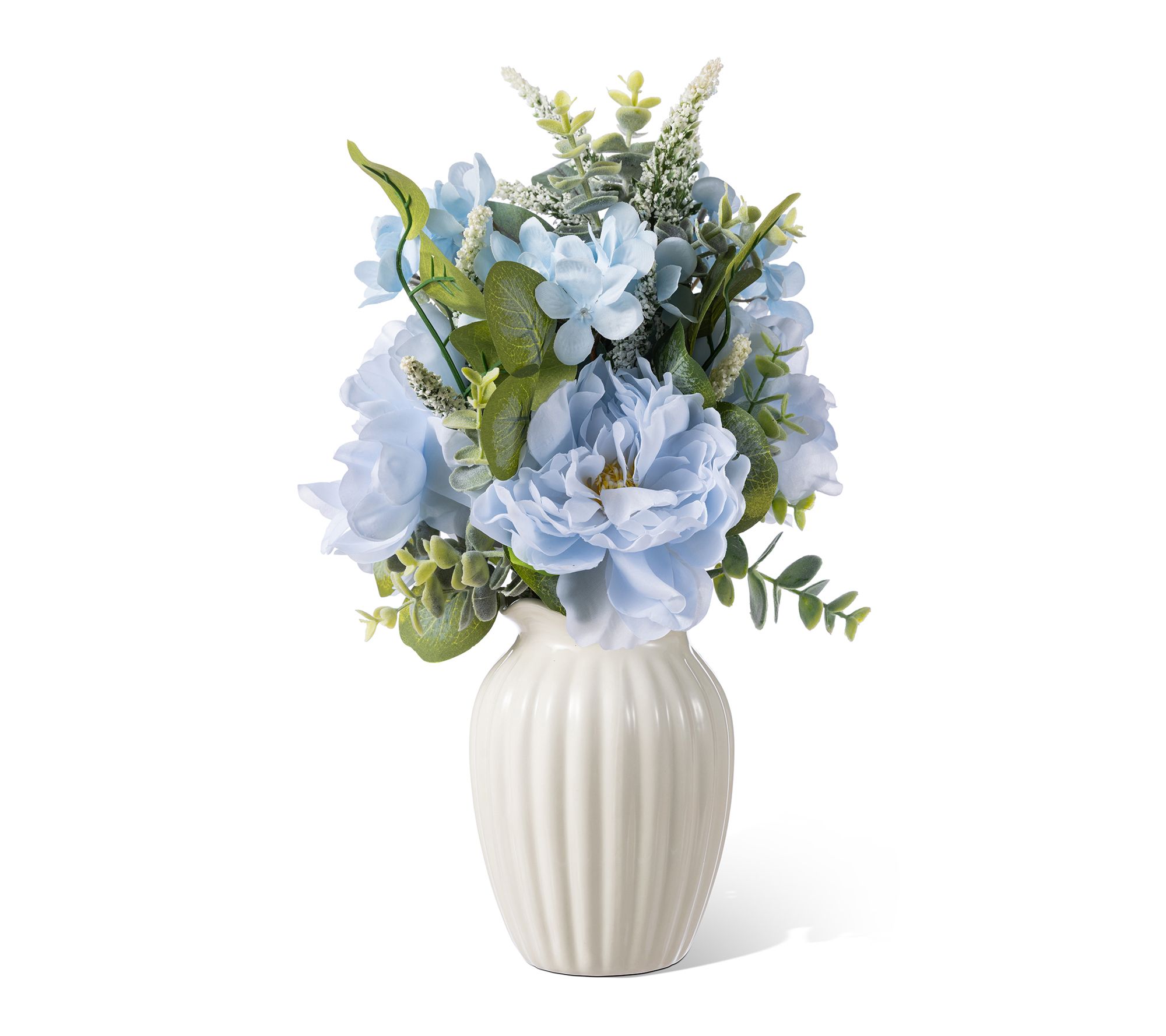 Glitzhome 18"H Peony Hydrangea with Ceramic Vase Centerpiece