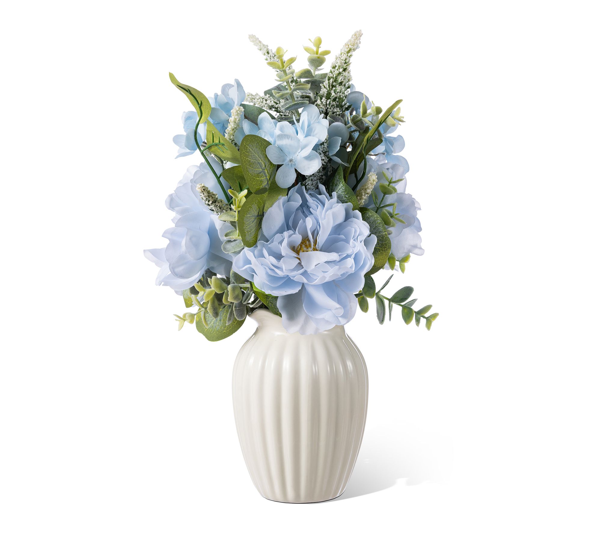 Glitzhome 18"H Peony Hydrangea with Ceramic Vase Centerpiece