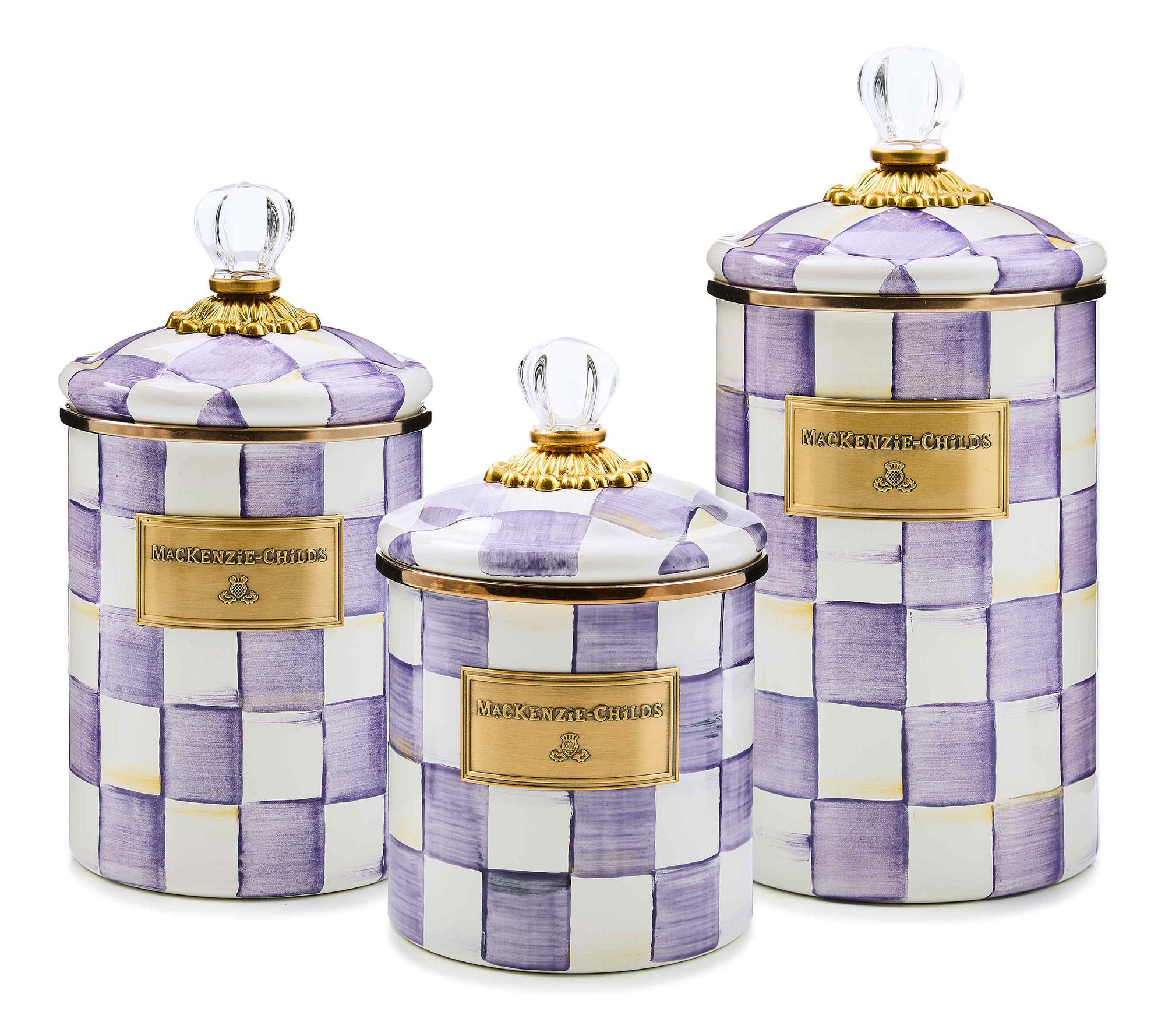 MacKenzie- Childs S/3 Enamel Canisters -Sm, Md, Lg