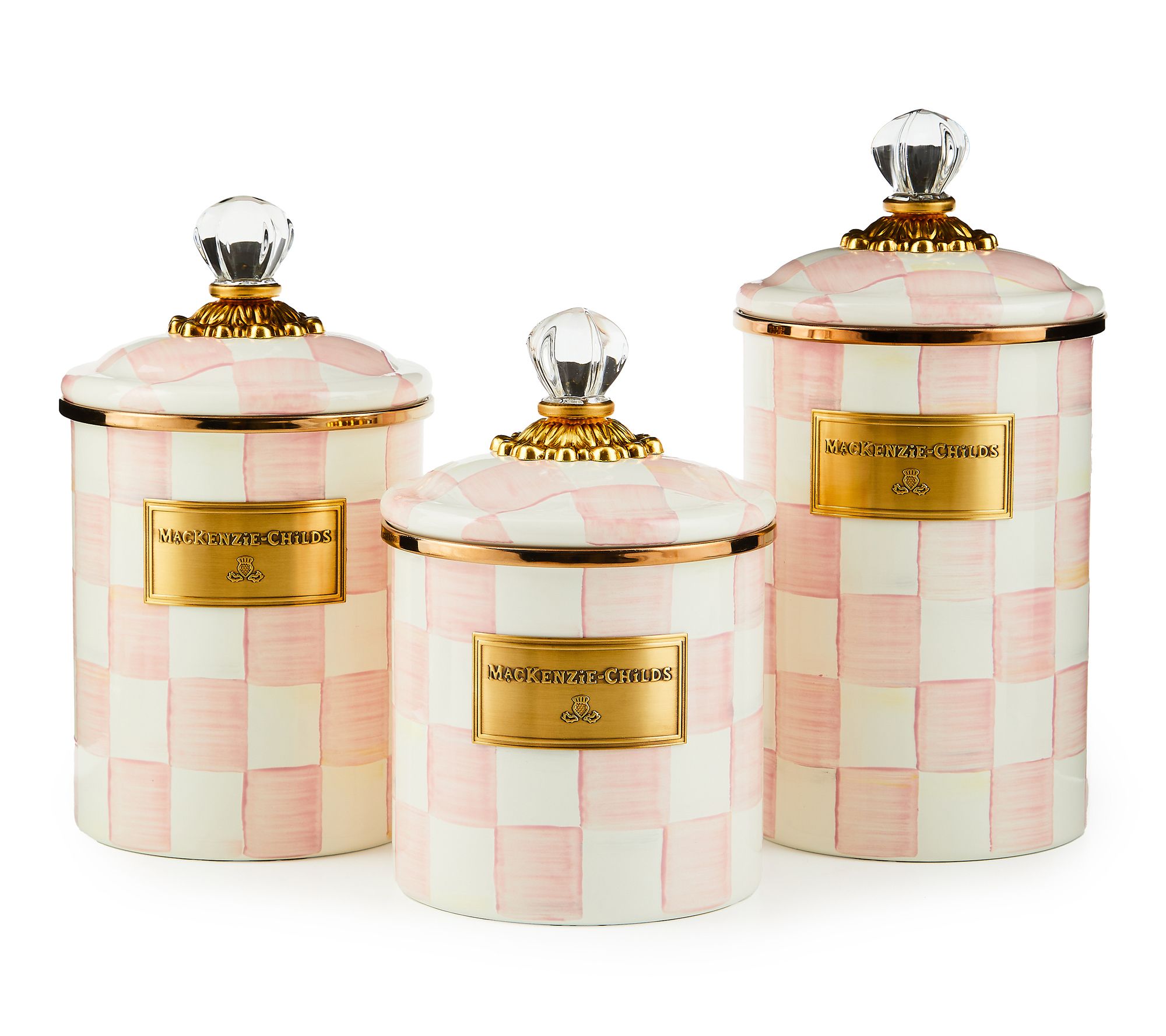 MacKenzie- Childs S/3 Enamel Canisters -Sm, Md, Lg