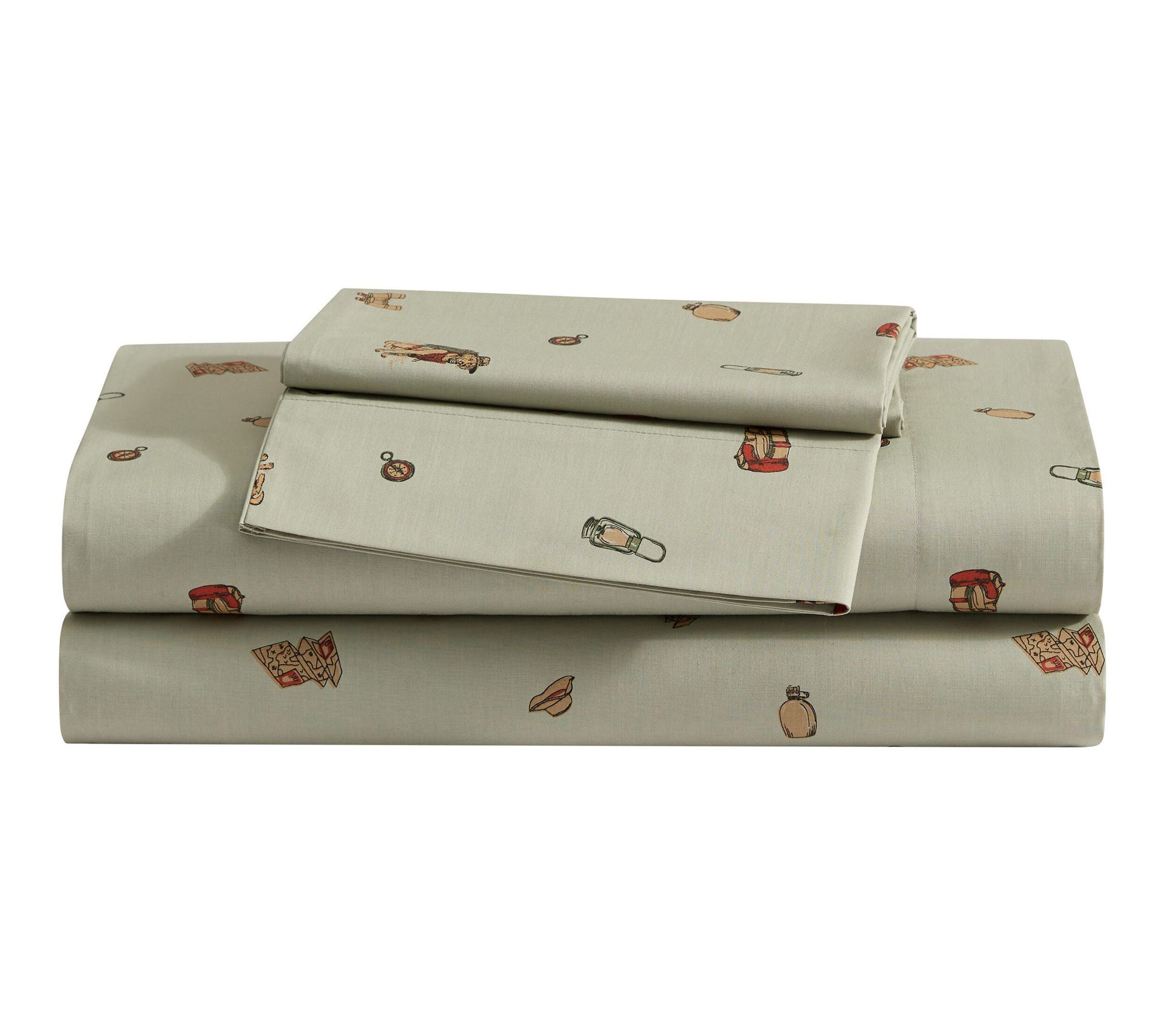 Eddie Bauer Buddy Camping All Over Green CottonKing Sheet Set