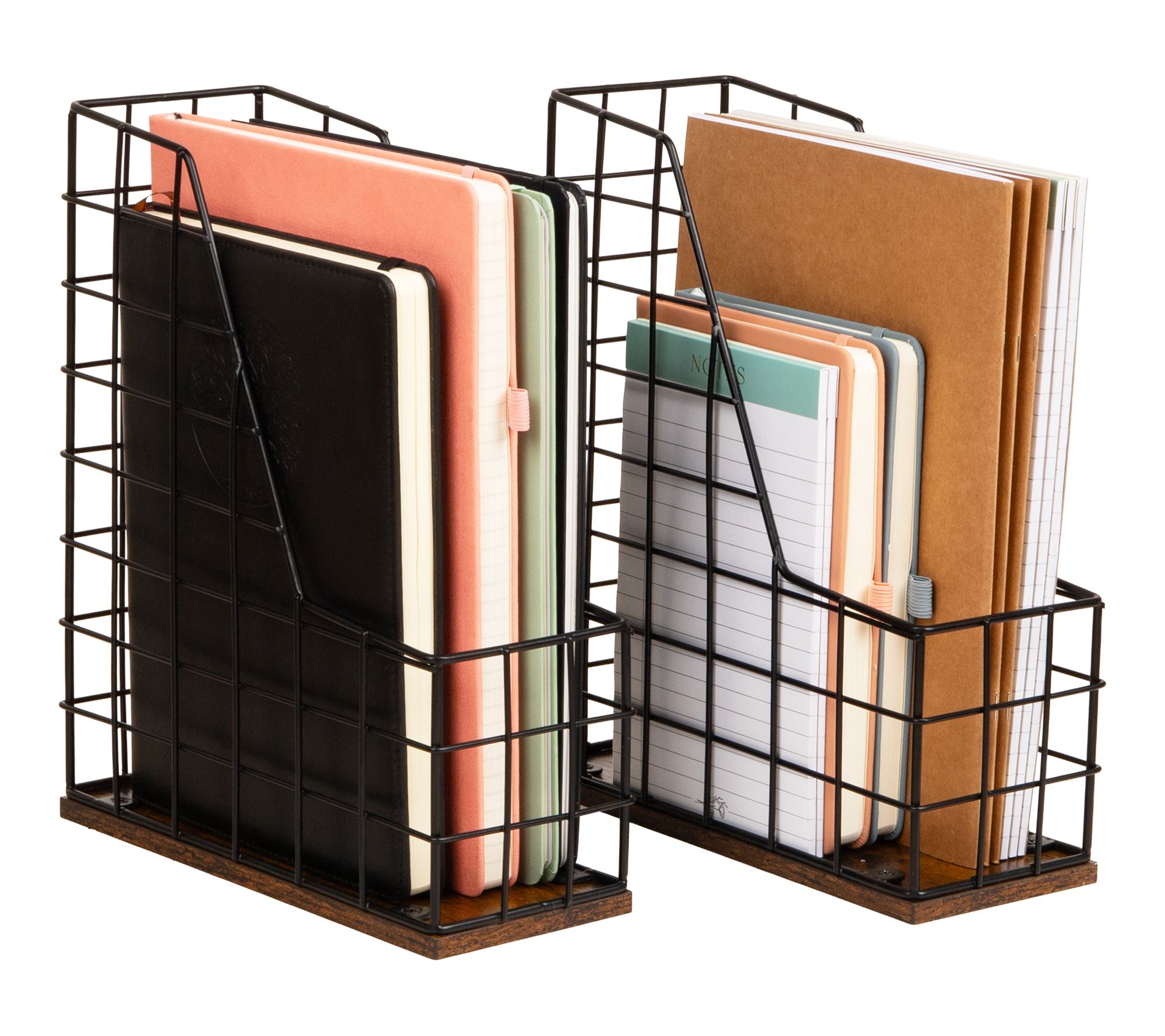 Mind Reader Vertical File Organizer with Wood Base