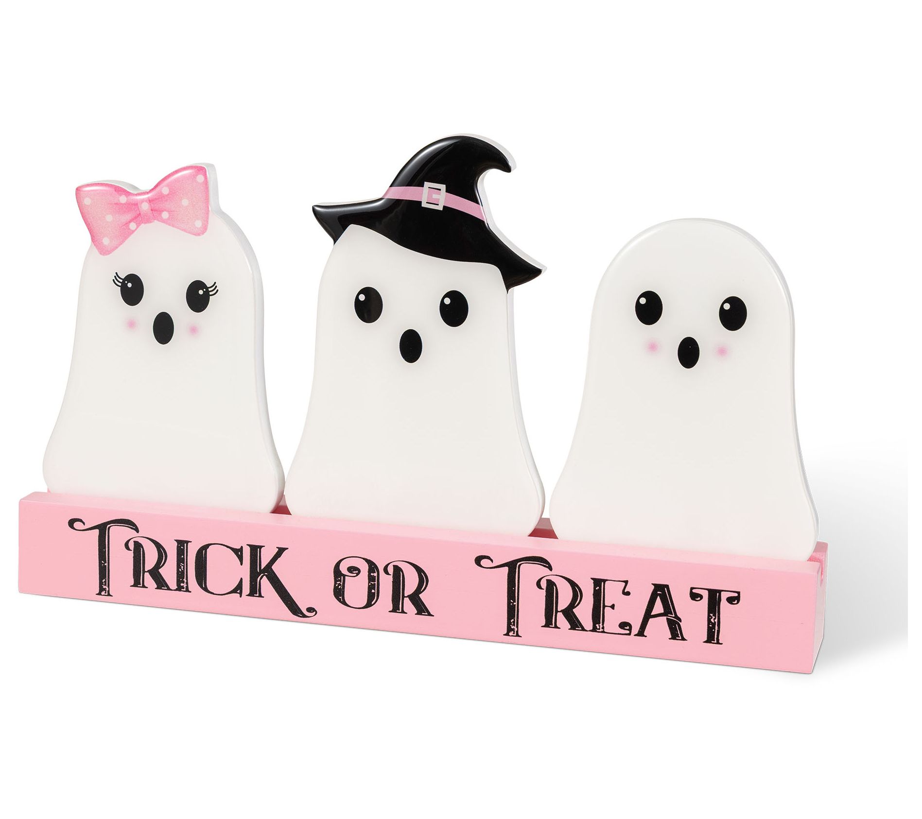 Glitzhome 10"L Halloween Wooden Epoxy Ghosts Ta ble Decor