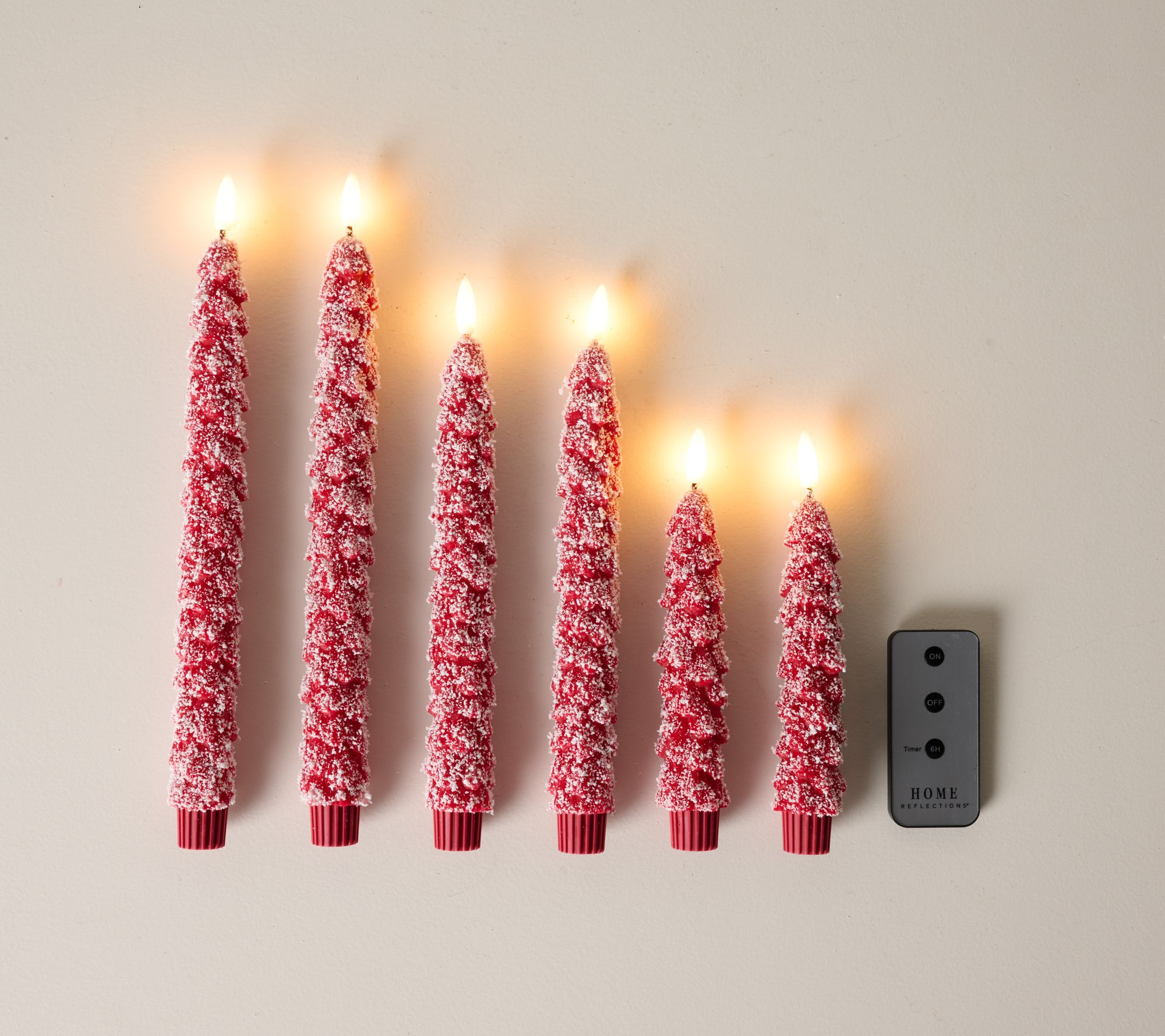 "As Is" Home Reflections S/6 Flocked Flame- less Christmas Tree Tapers