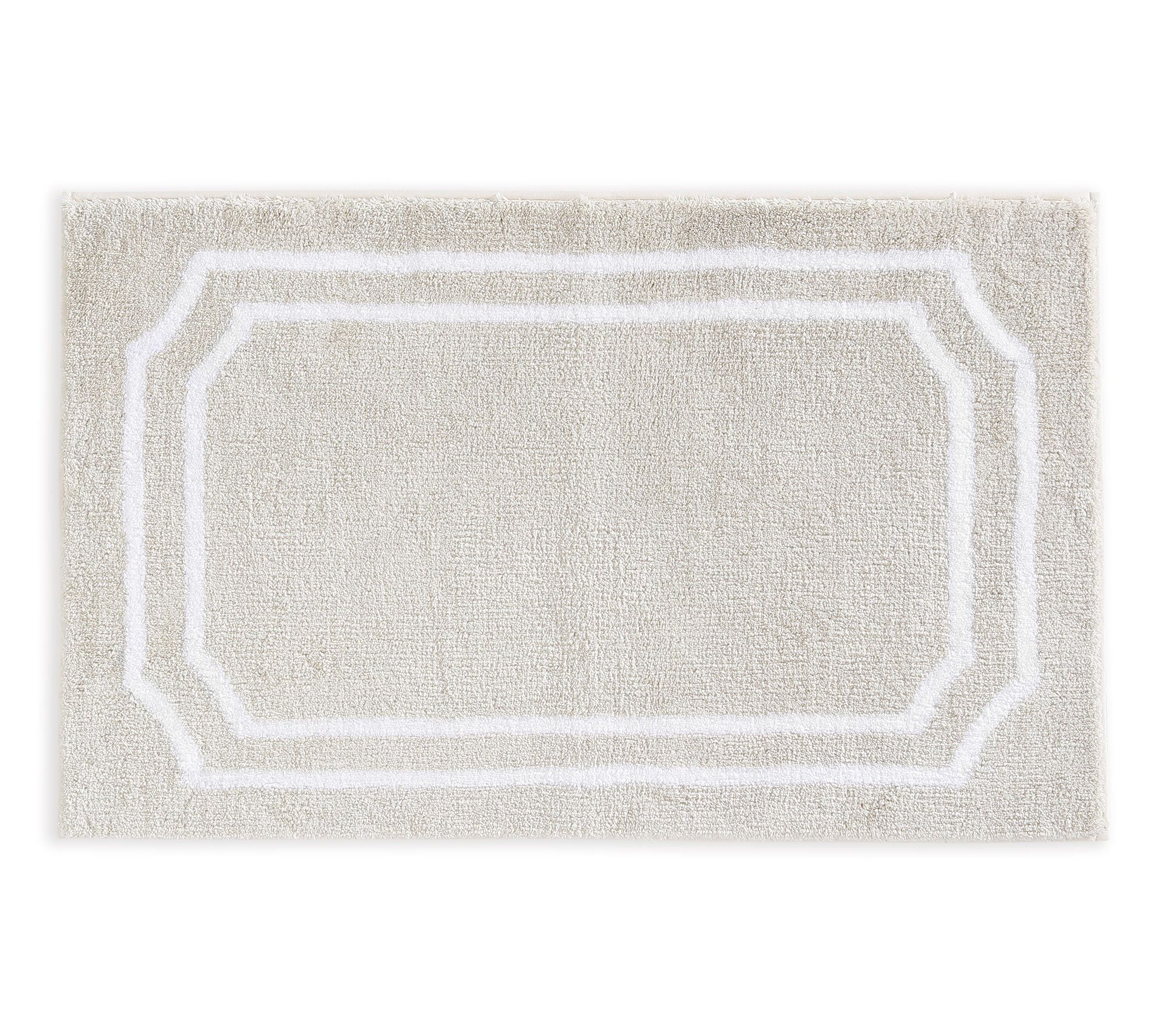 Martha Steweart Skylands Border Linen/White  34X21 Bath Rug