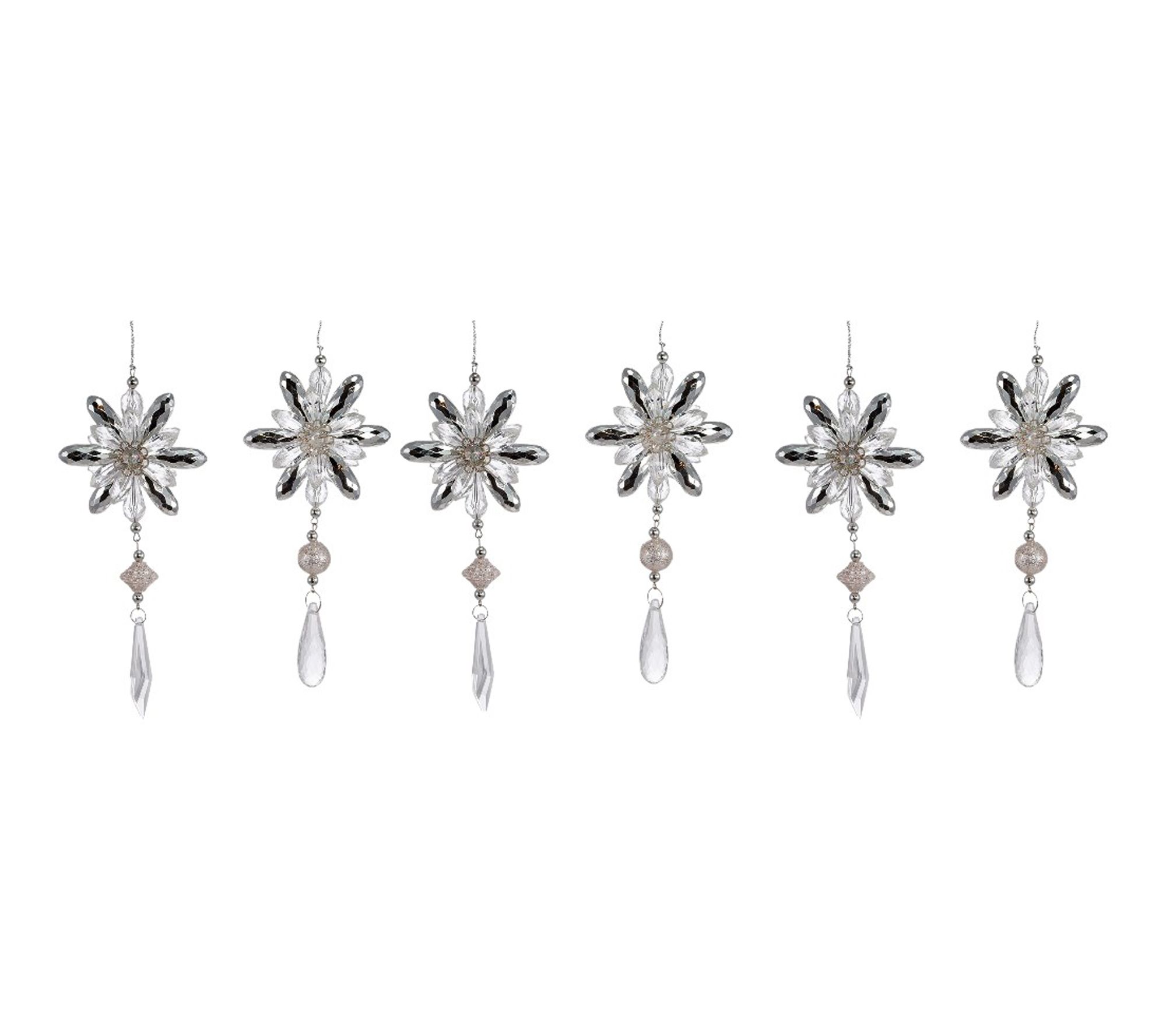 RC Home Decor-Set of 6 Crystal Snowflake Drop Ornaments