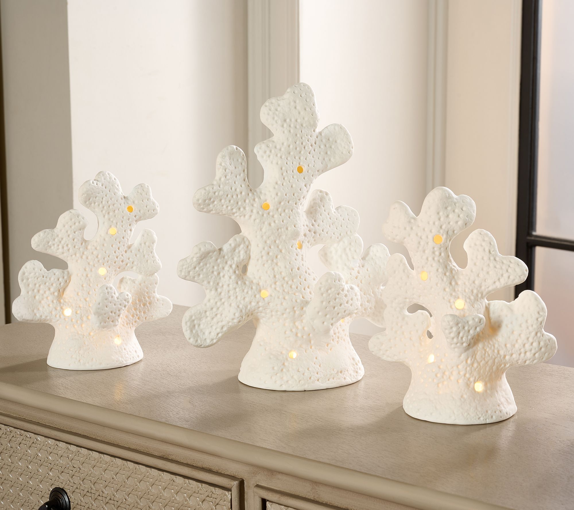 "As Is" 3-Piece Illuminated Porcelain Coral by Valerie