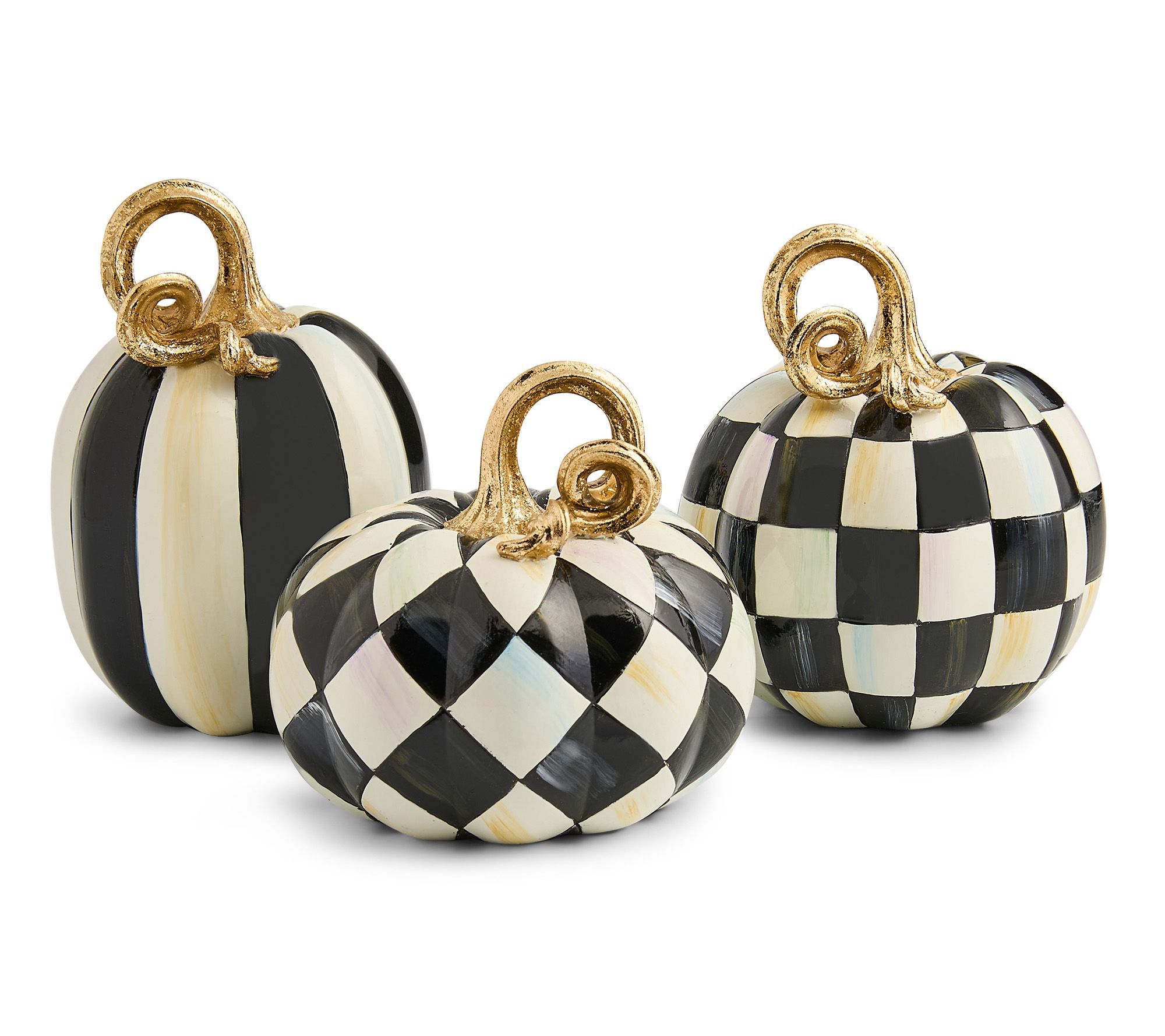  MacKenzie- Childs Set of 3 Check Miniature Pumpkins