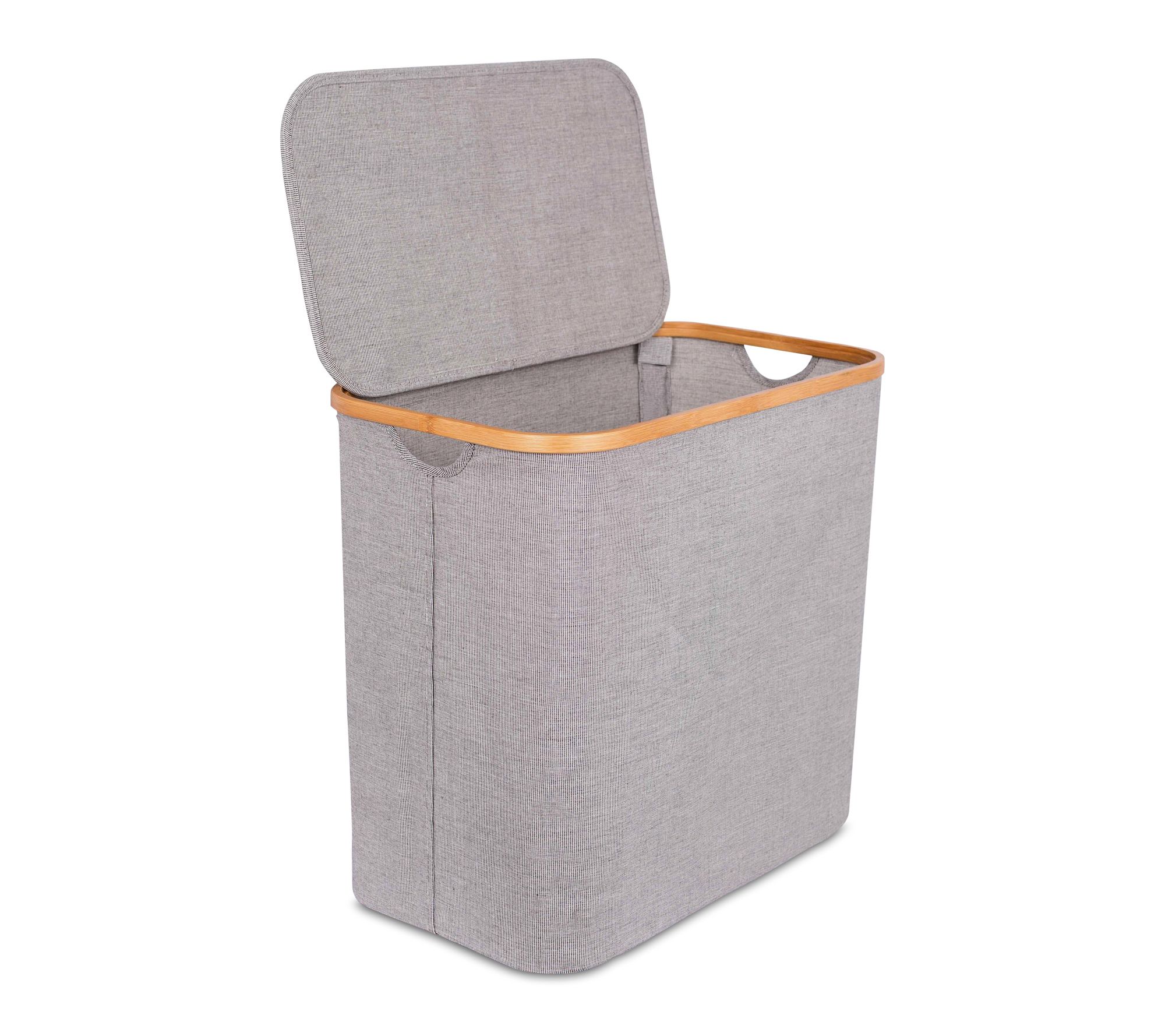 BirdRock Home Bamboo & Canvas Hamper Laundry Basket with Lid