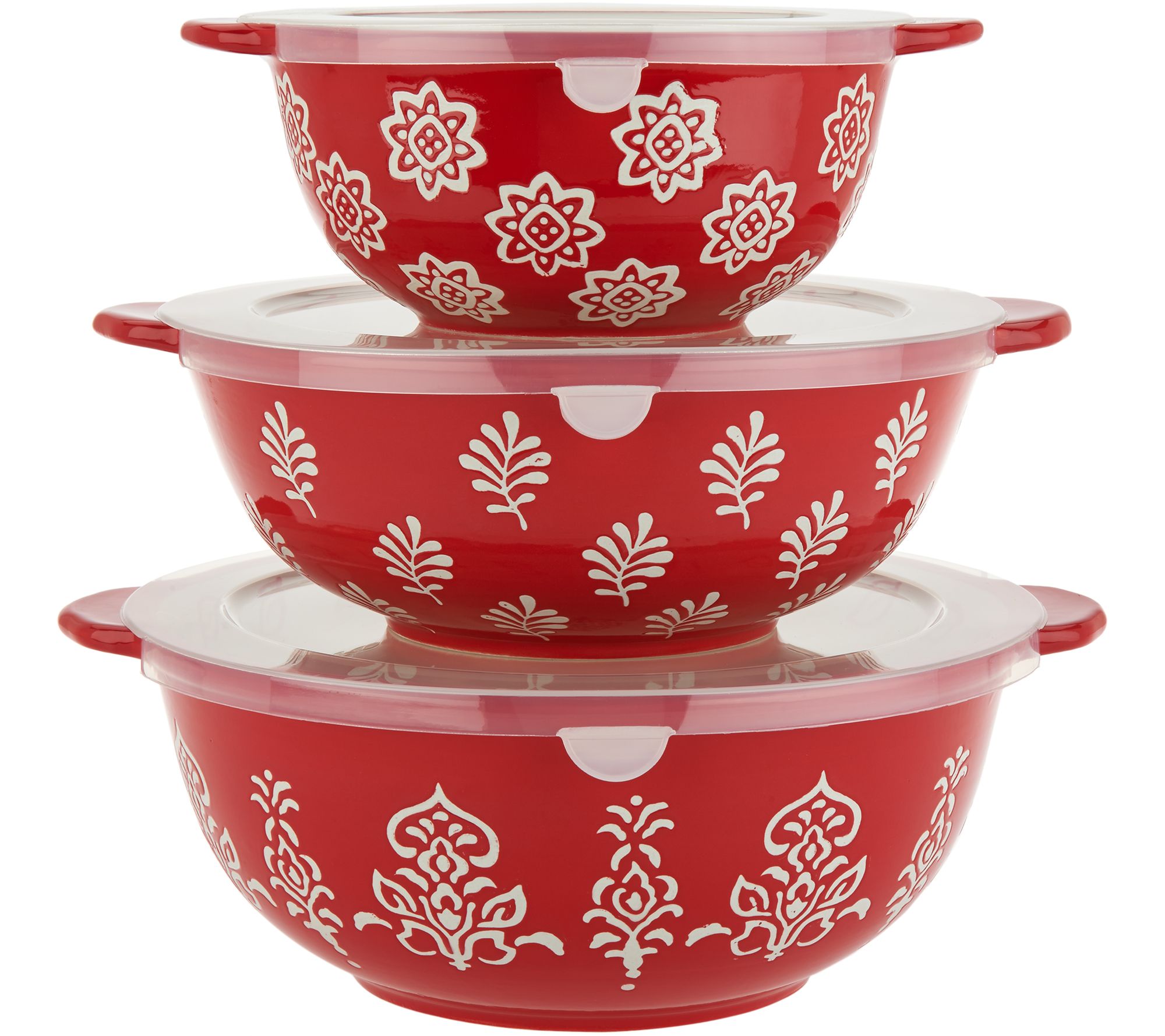 Cook's Essentials Madison 3Pc Ceramic Bowls with Lids