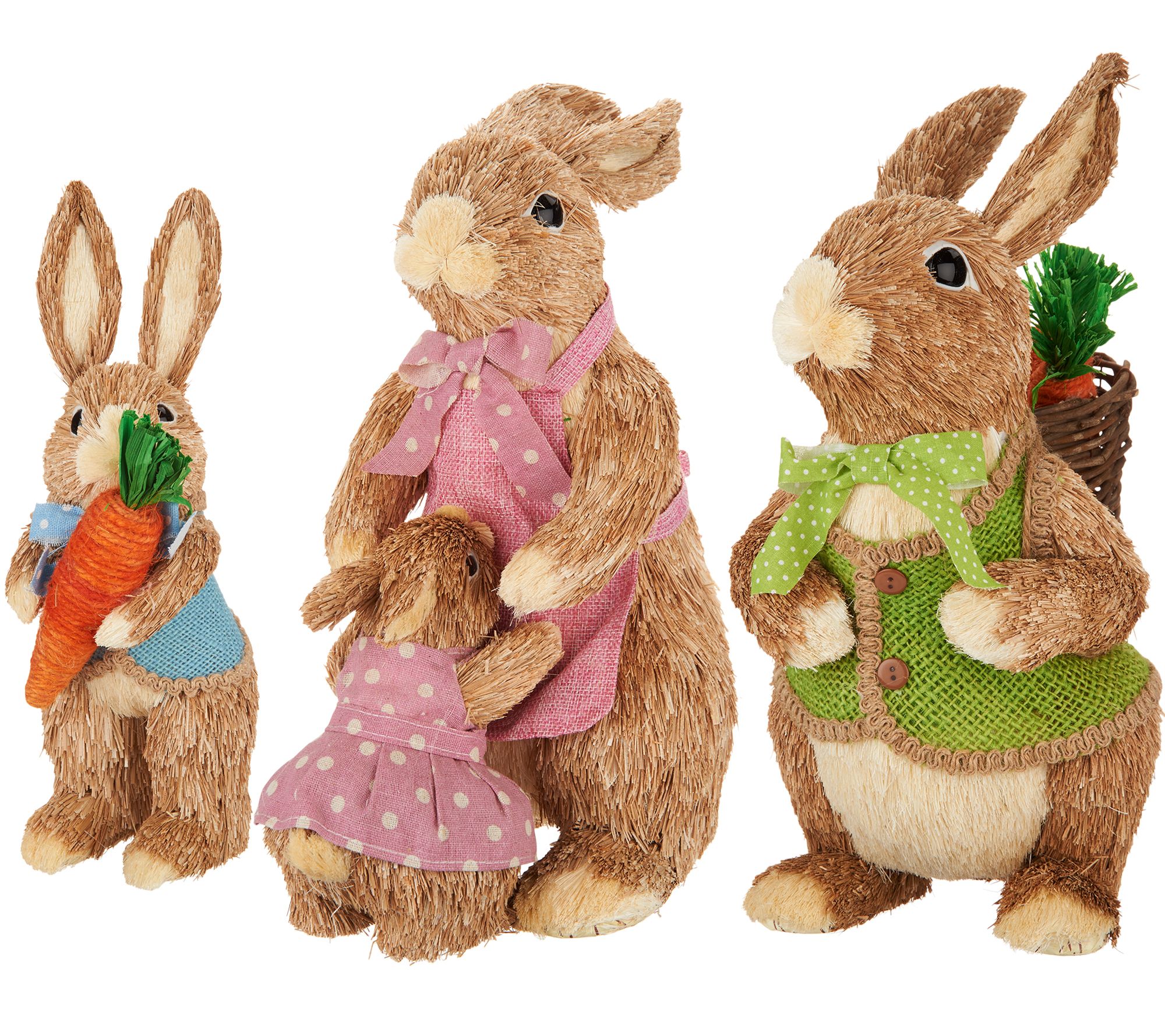 3 Piece Sisal Bunny Family with Mom, Dad and Child by Valerie - QVC.com