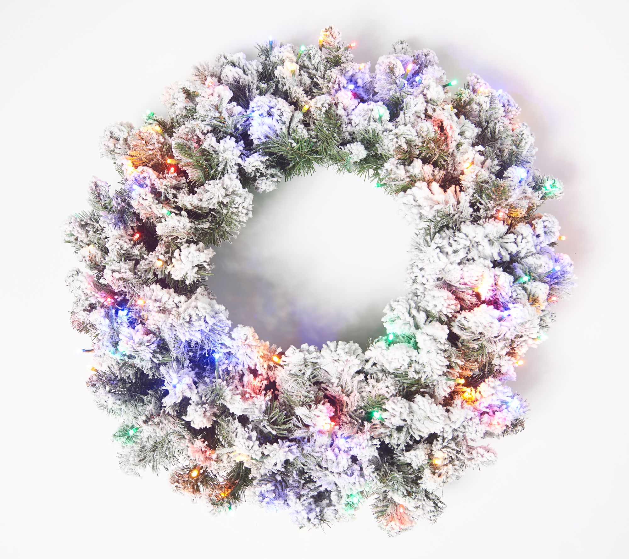 Bethlehem Lights 26" Flocked Overlit Wreath with Bow