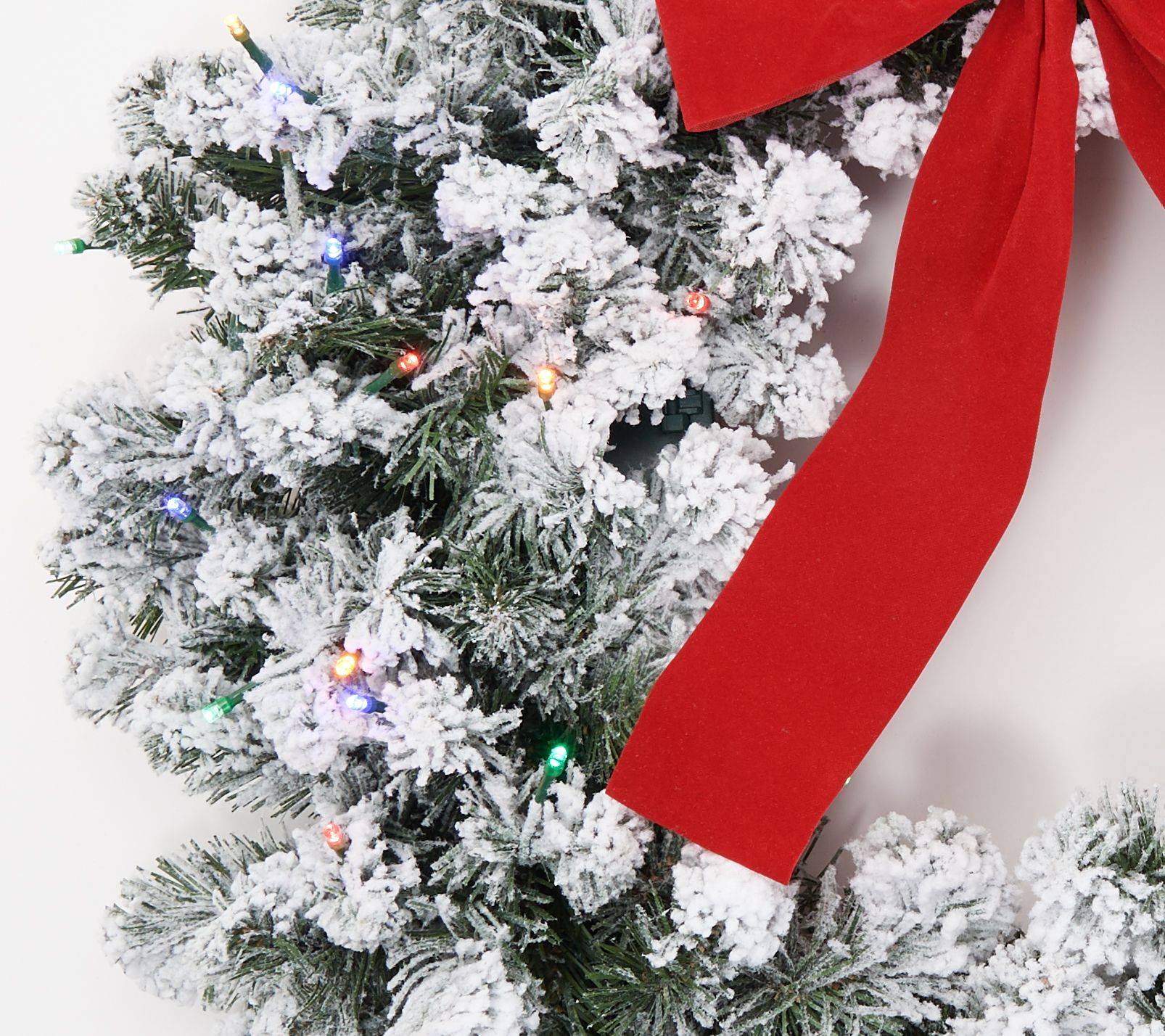 Bethlehem Lights 26" Flocked Overlit Wreath with Bow