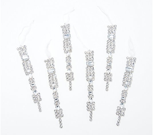 Martha Stewart Set of 6 Jeweled Crystal Icicle Ornaments