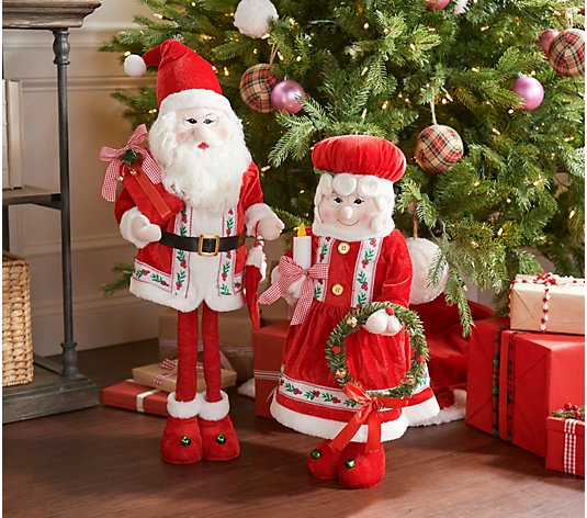 2-Piece Fabric Christmas Figures with Extendable Legs by Valerie