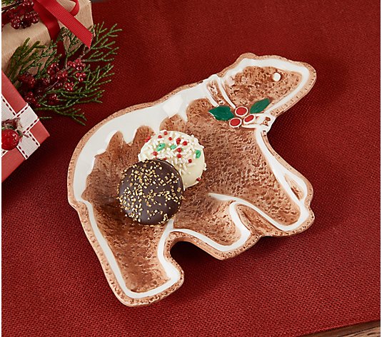 Martha Stewart Set of 4 Embossed Gingerbread Bear Plates